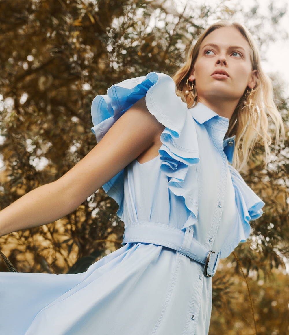 aje kindred frill midi dress Buy Aje White Kindred Frill Midi Dress in Cotton-poplin For Women Online