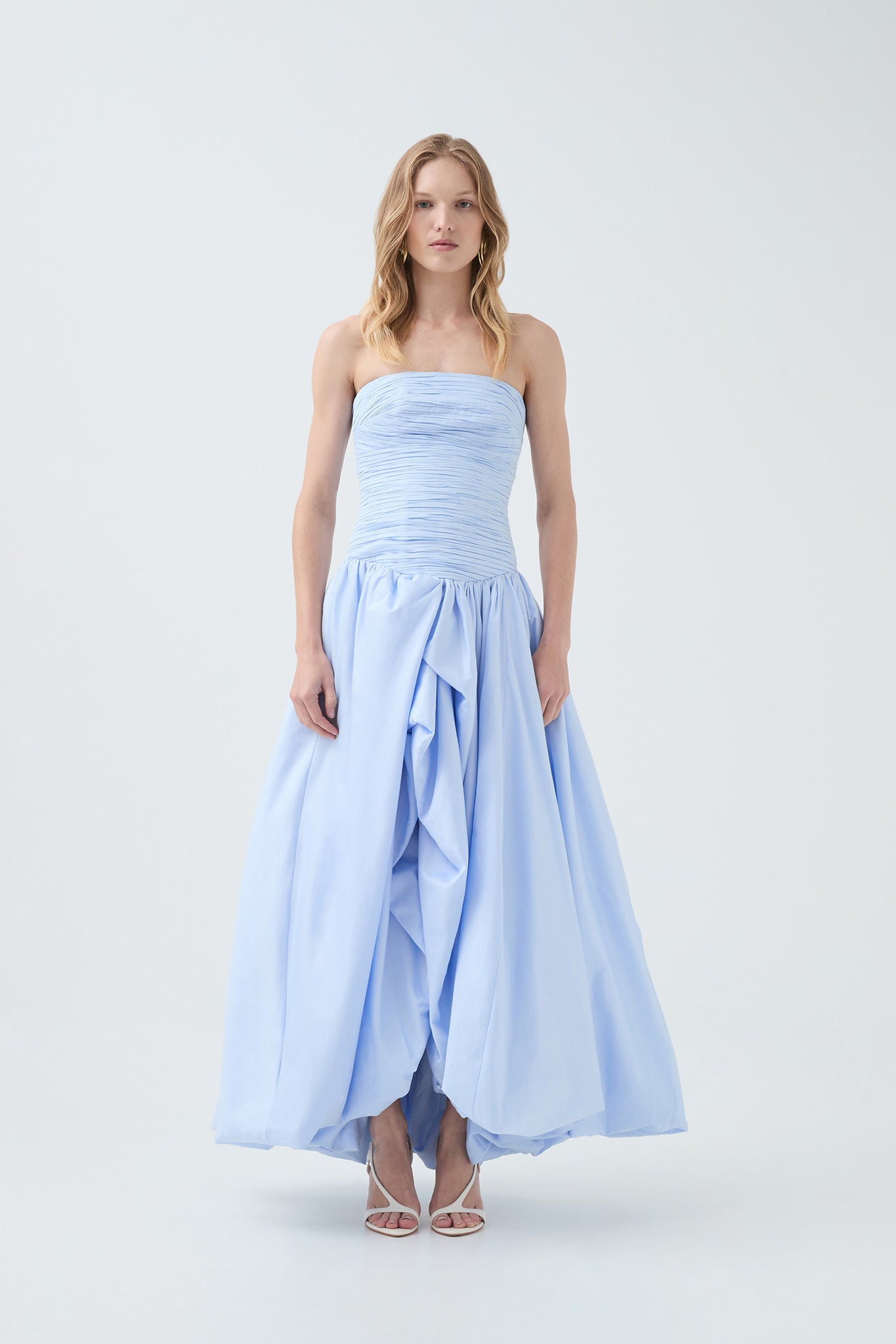 aje violette bubble hem maxi dress Violette Bubble Hem Maxi Drs-PEARL