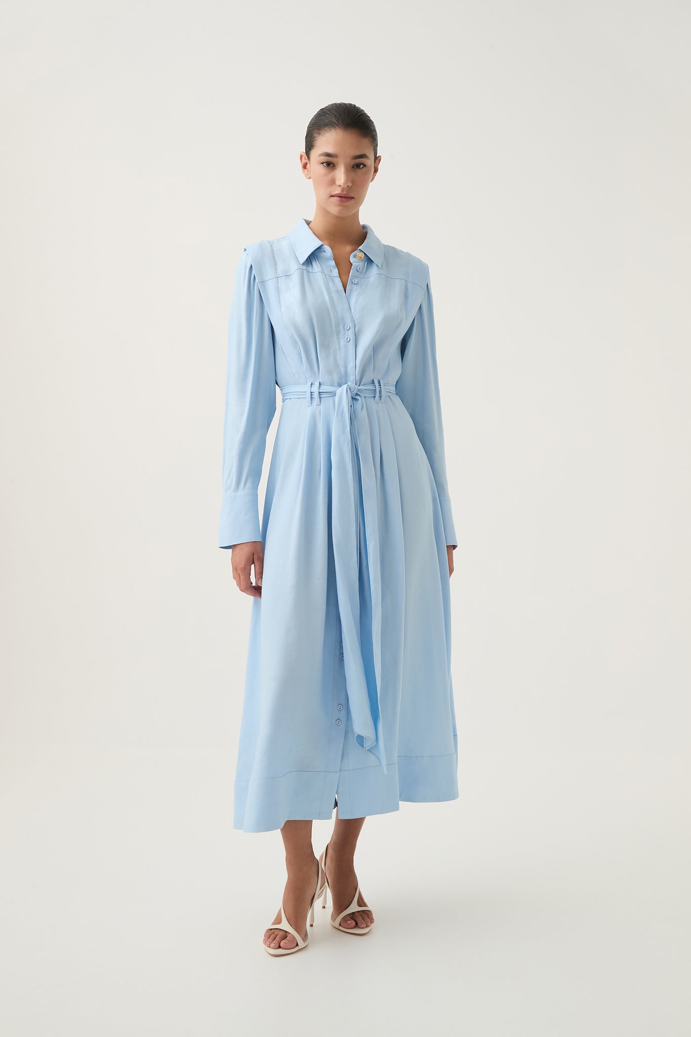 aje blue midi dress Aje Eugenie Off Shoulder Blue Midi Dress by Aje
