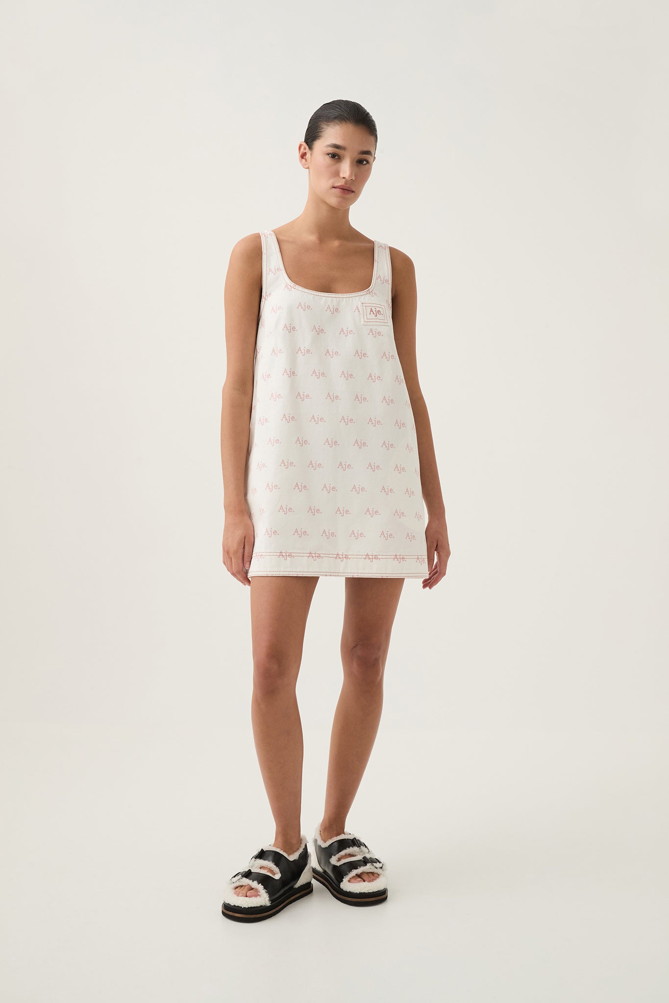 aje pink denim dress Aje Flora Denim Mini #aje
