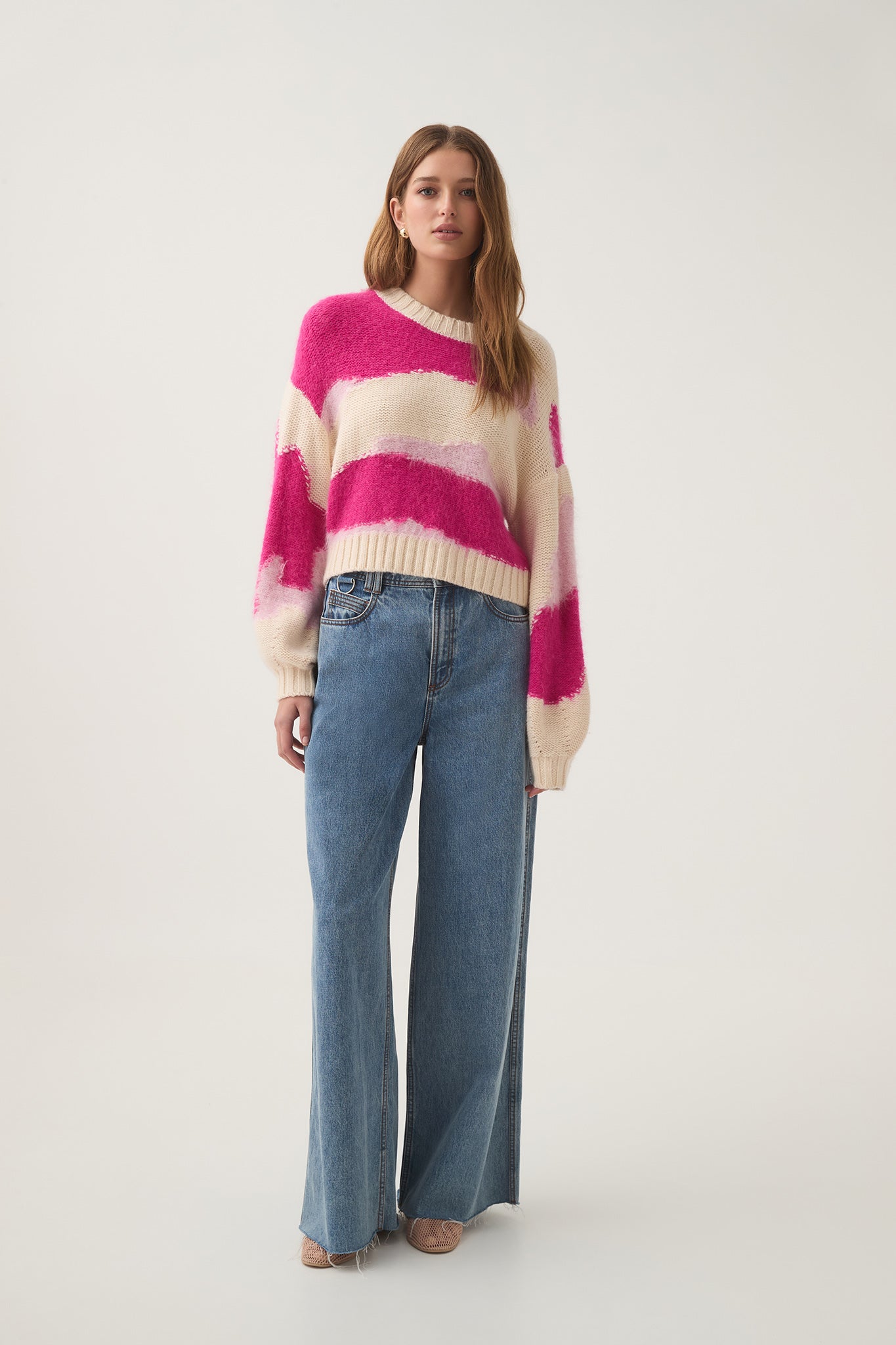 Enfold Jacquard Knit | Eggshell Pink Multi | Aje – Aje ROW