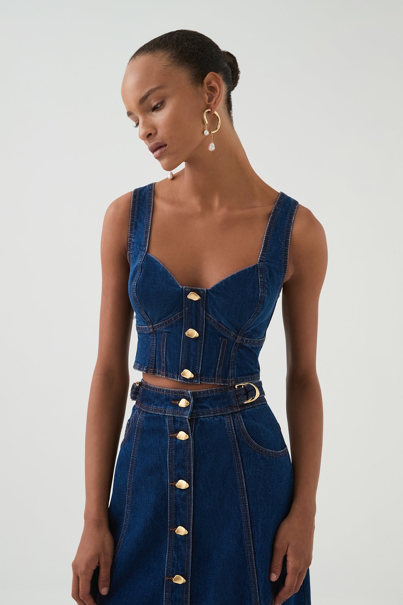 aje elena denim dress AJE ELENA BELTED DENIM MINI DRESS WASHED INDIGO SIZE 8
