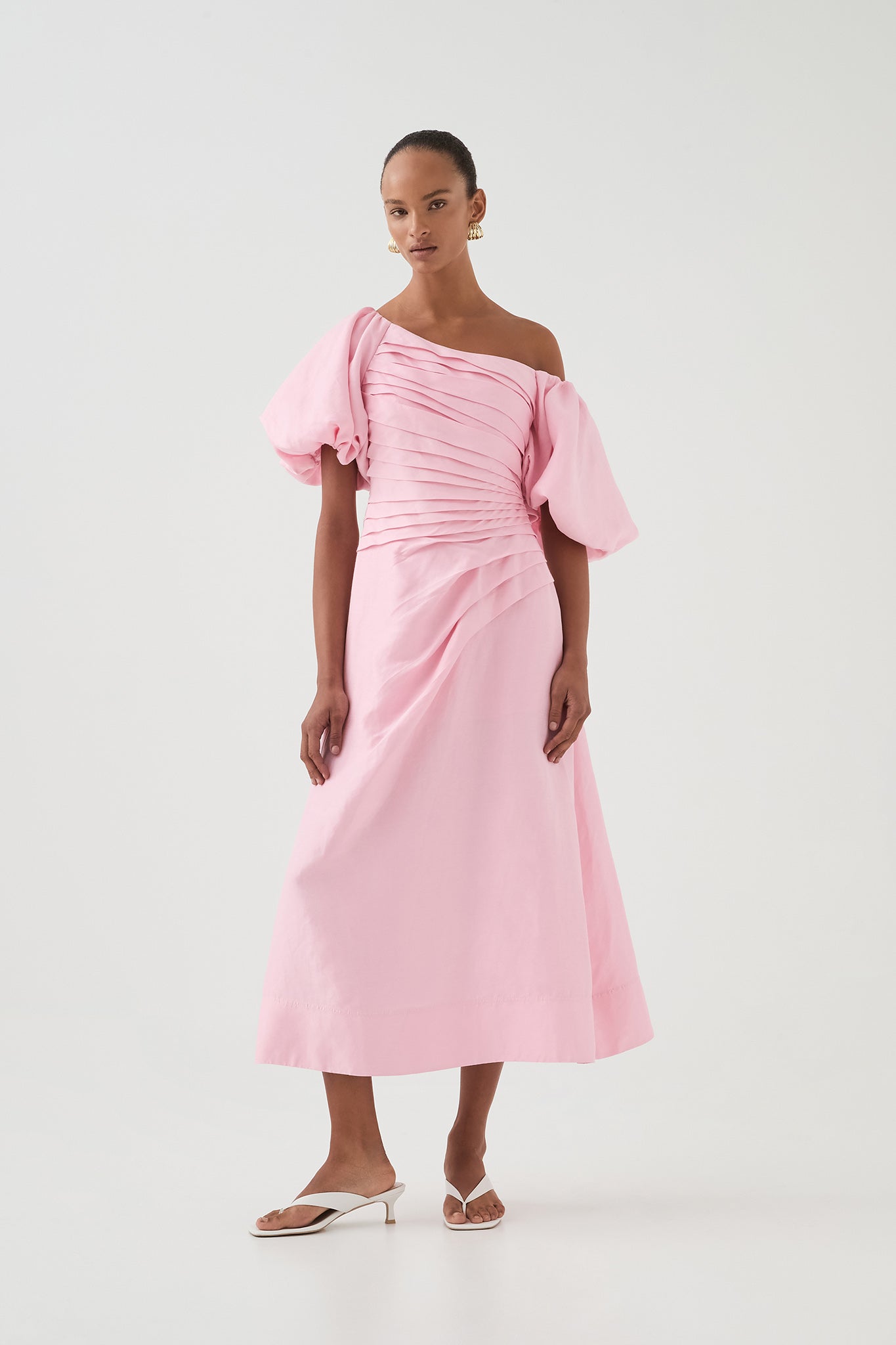Cadence Ruched Midi Dress-BALLERINA PINK / 4 Cadence Ruched Midi Dress-BALLERINA PINK / 4