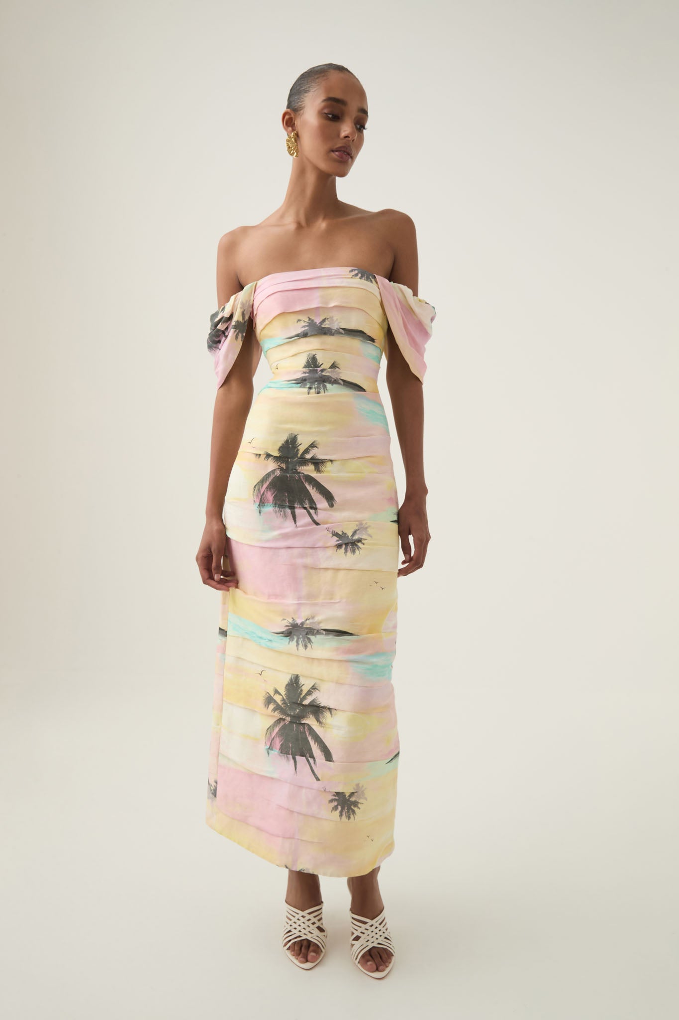 Zara Gathered Maxi Dress-SUNSET SKY