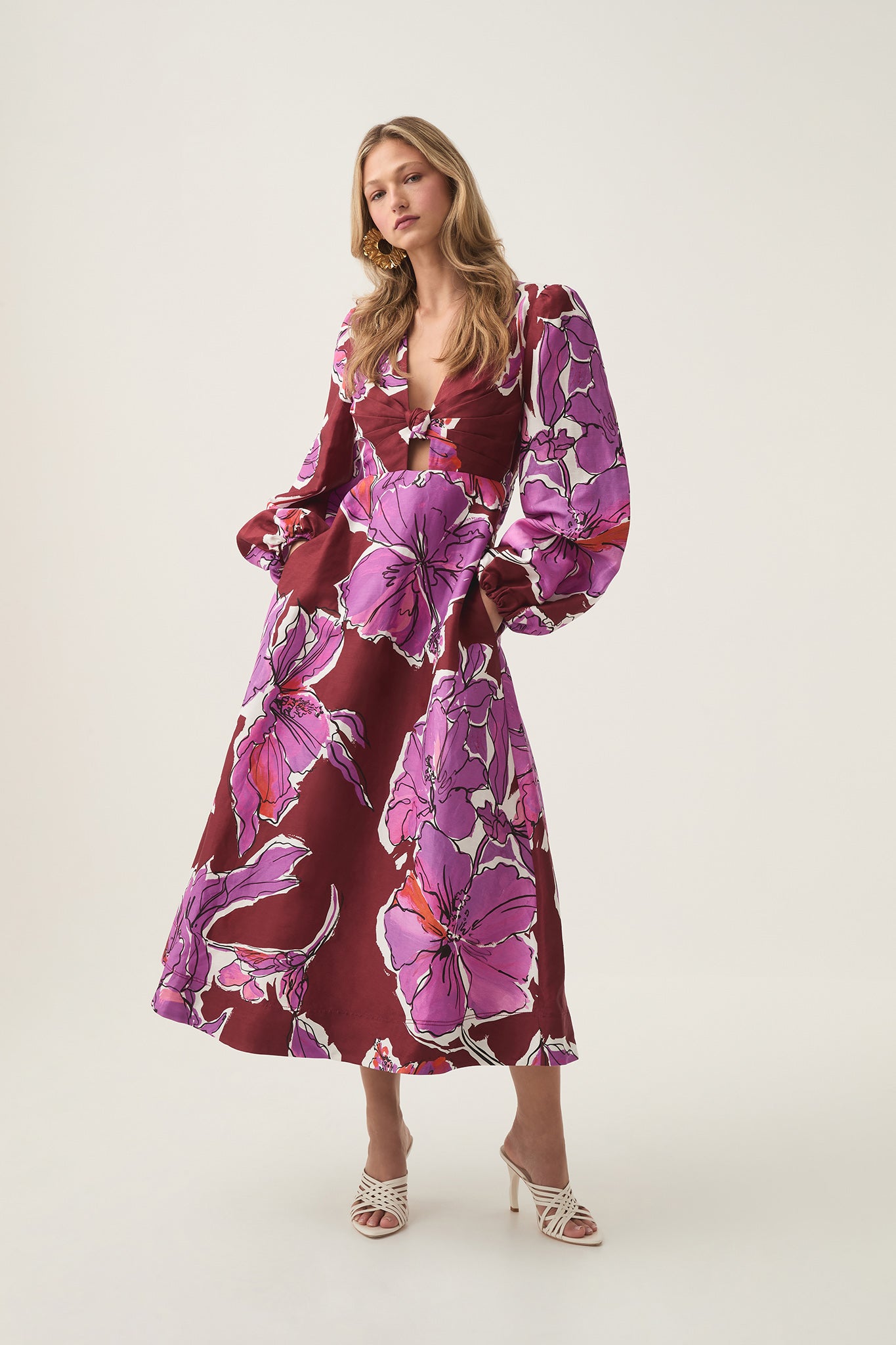 aje inflorescence midi dress Inflorescence Midi Dress | Bold Hibiscus