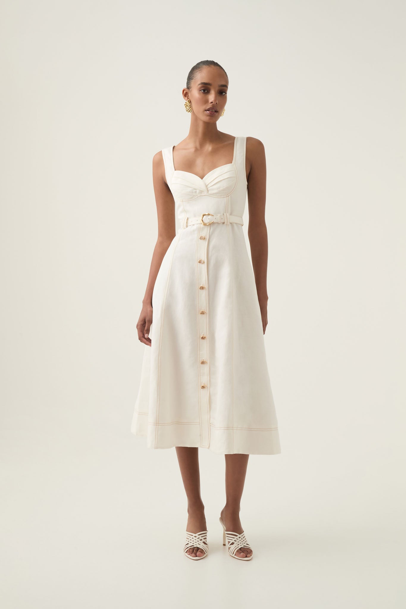 Primary Belted Midi Dress | Ivory Primary Belted Midi Dress | Ivory