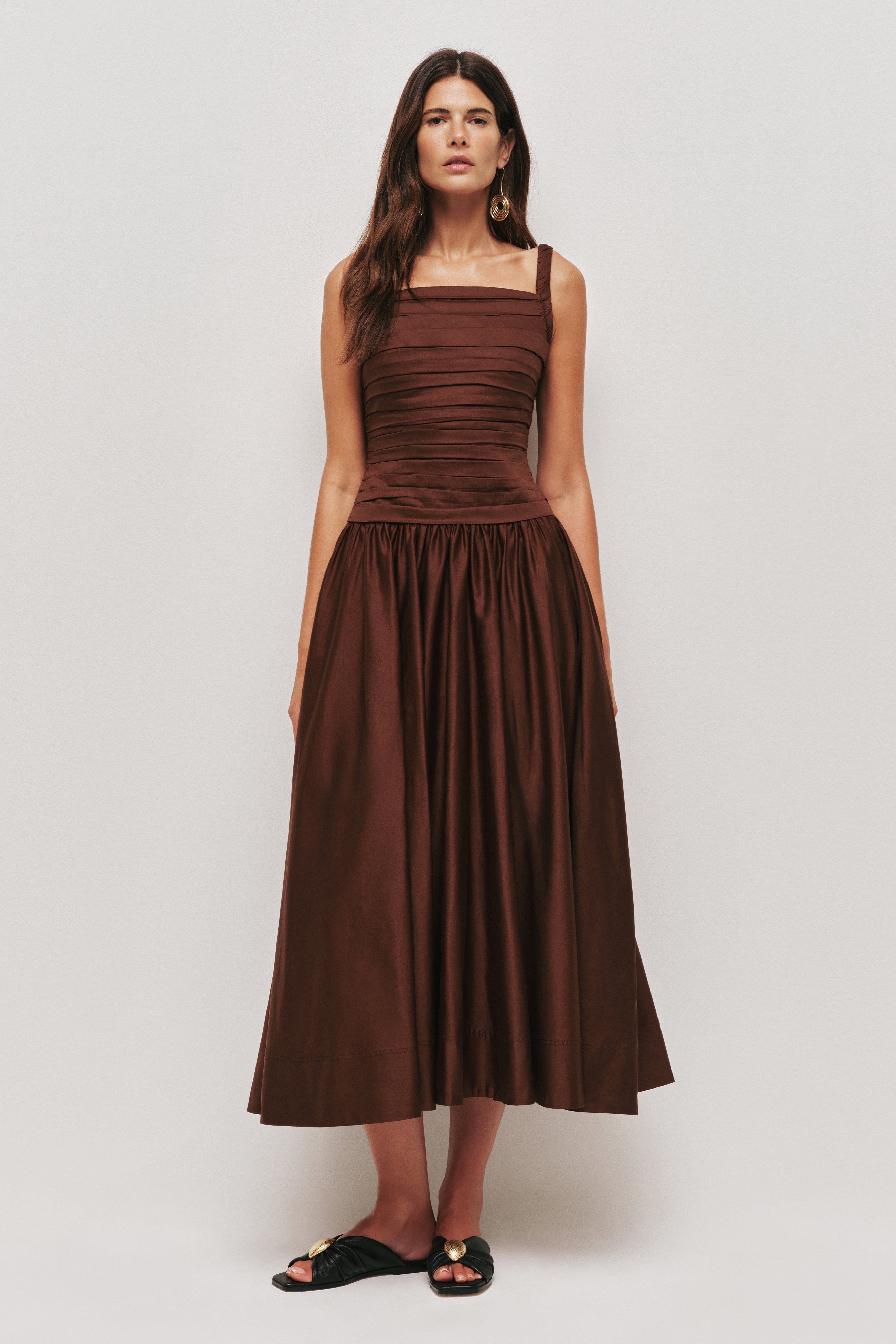 Star Midi Dress | Chocolate | Aje Aje International Star Midi Dress | Chocolate | Aje Aje International