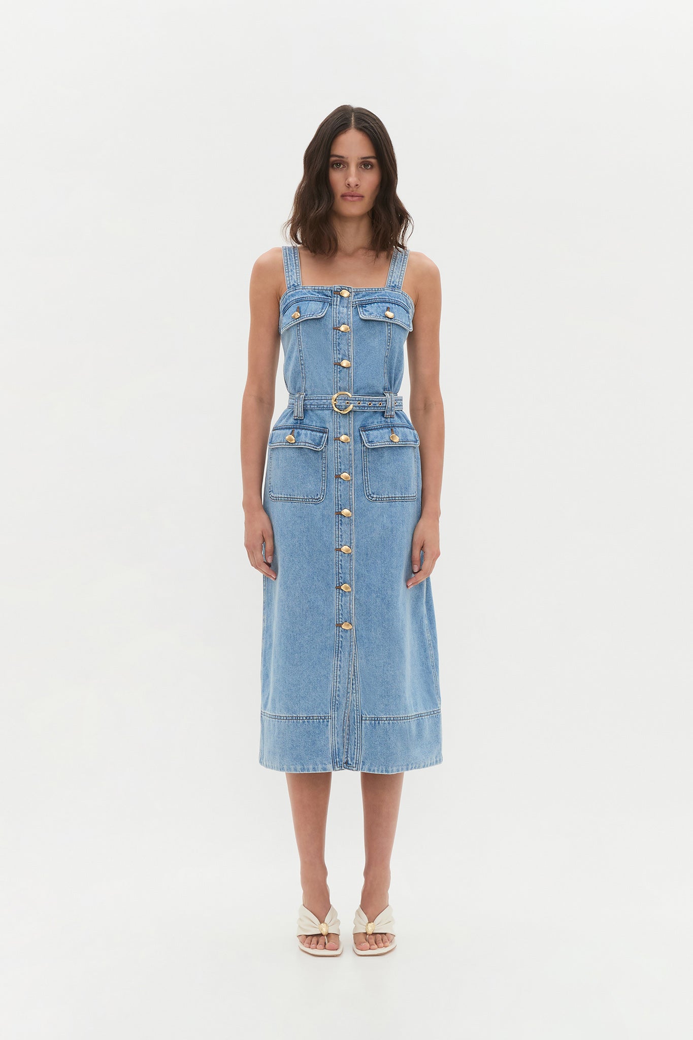 house of holland denim dress Pink House of Holland Denim Dress With Stud Details