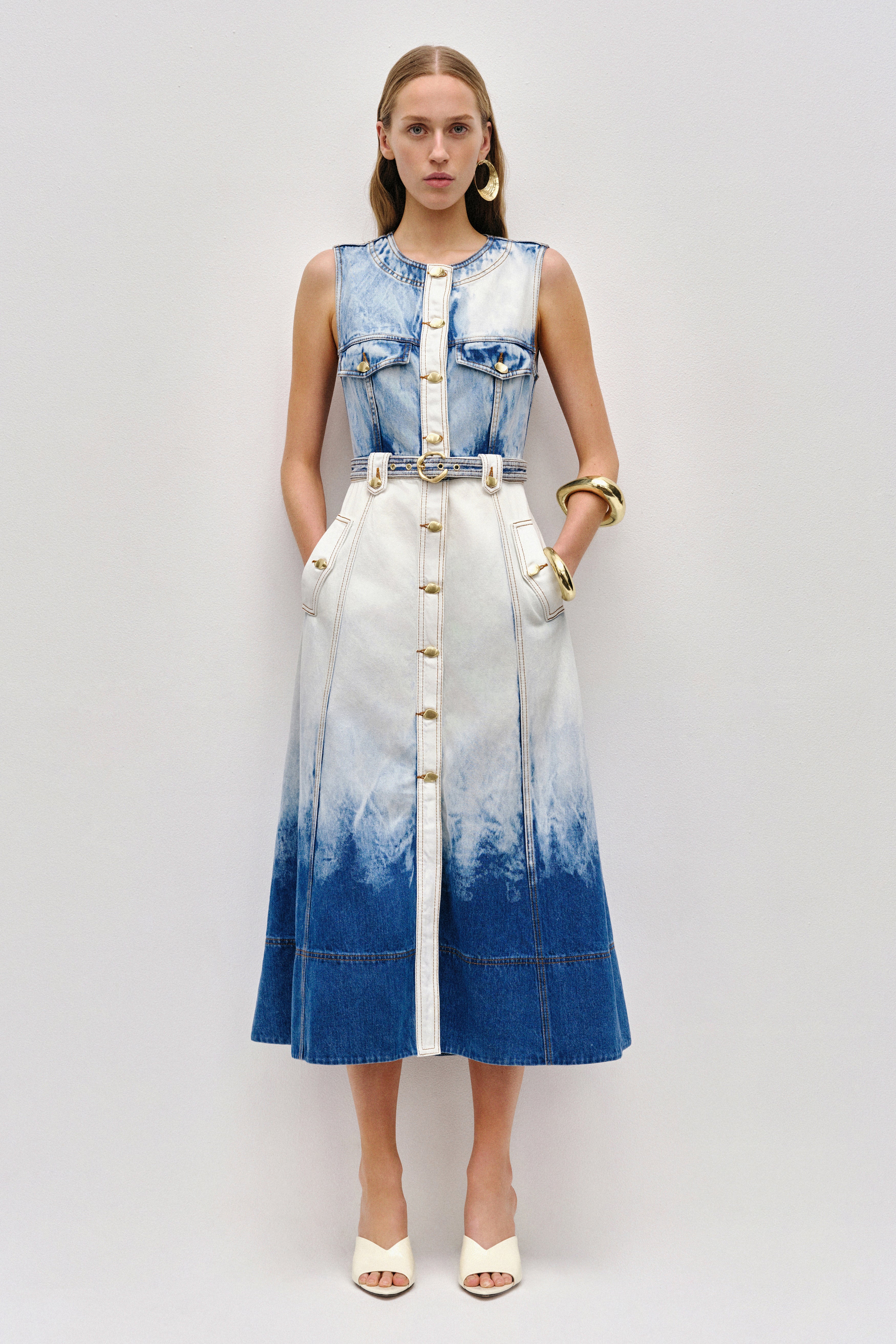 aje enigma denim midi dress Tides Denim Midi Dress