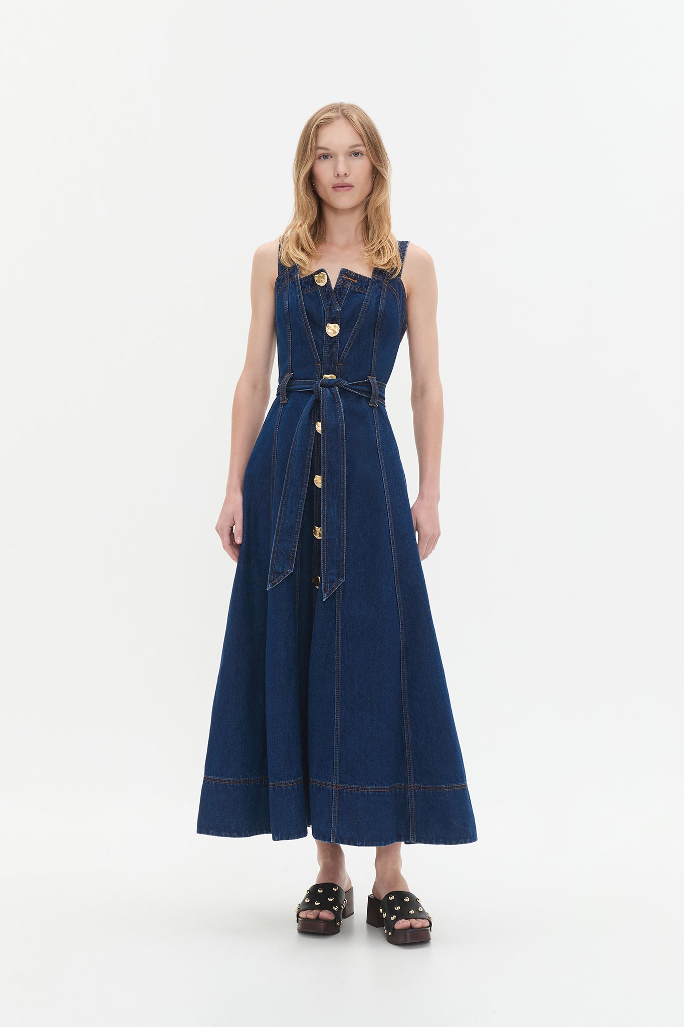 Gianna Denim Midi Dress-DARK CLASSIC WASH / 4 Gianna Denim Midi Dress-DARK CLASSIC WASH / 4