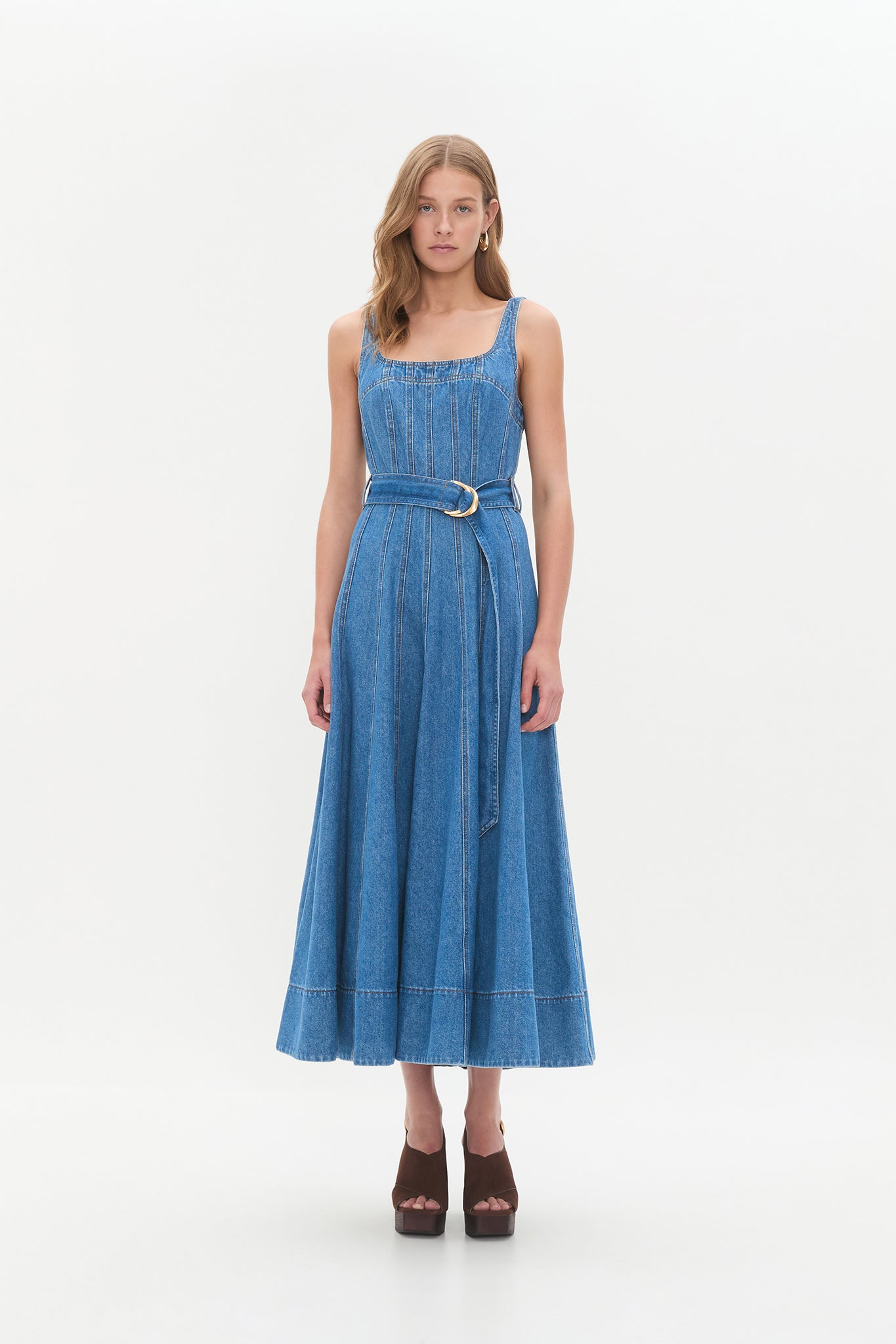 Rainer Denim Midi Dress | Mid Wash Blue