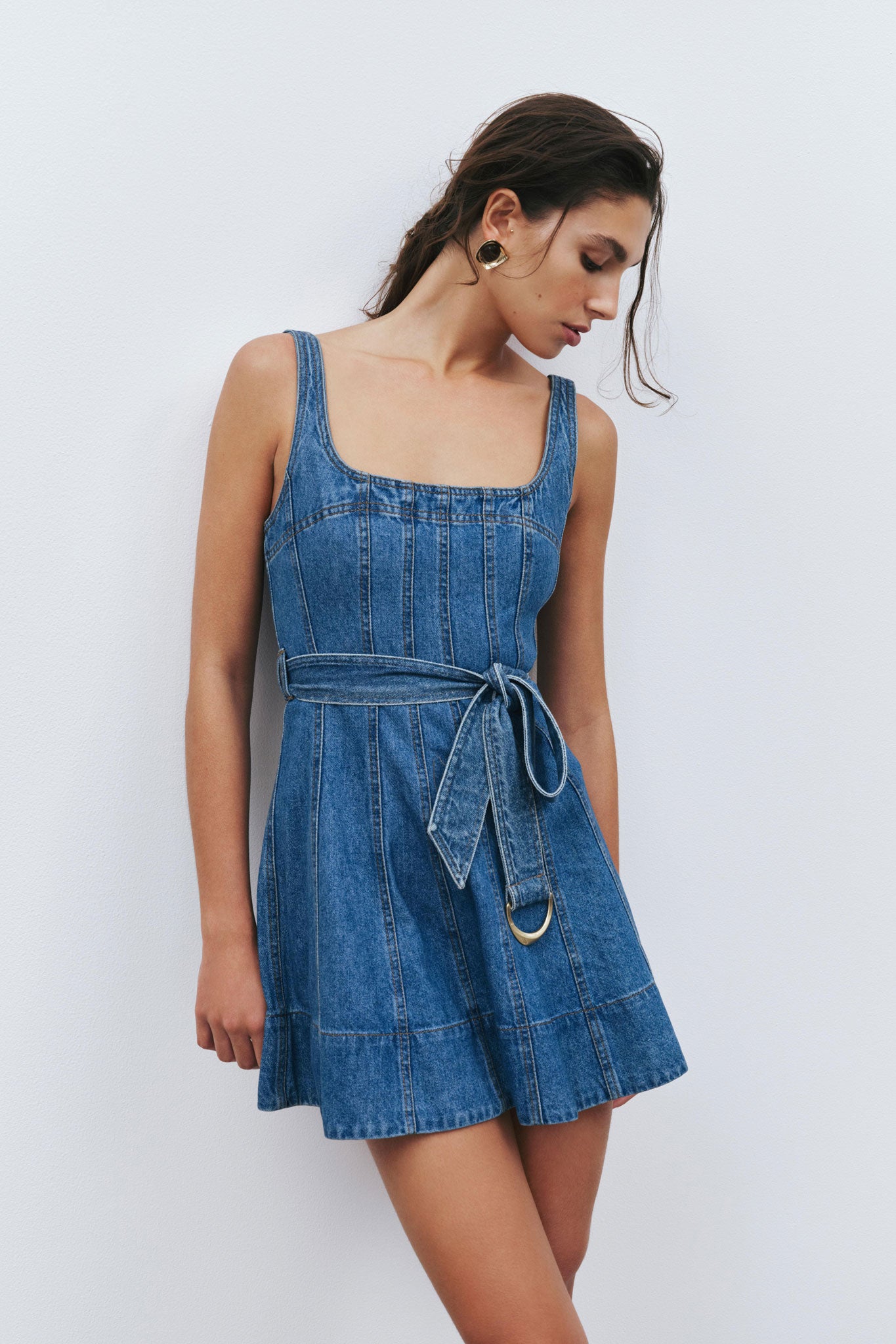 Rainer Denim Mini Dress | Mid Wash Blue | Aje Aje International Rainer Denim Mini Dress | Mid Wash Blue | Aje Aje International