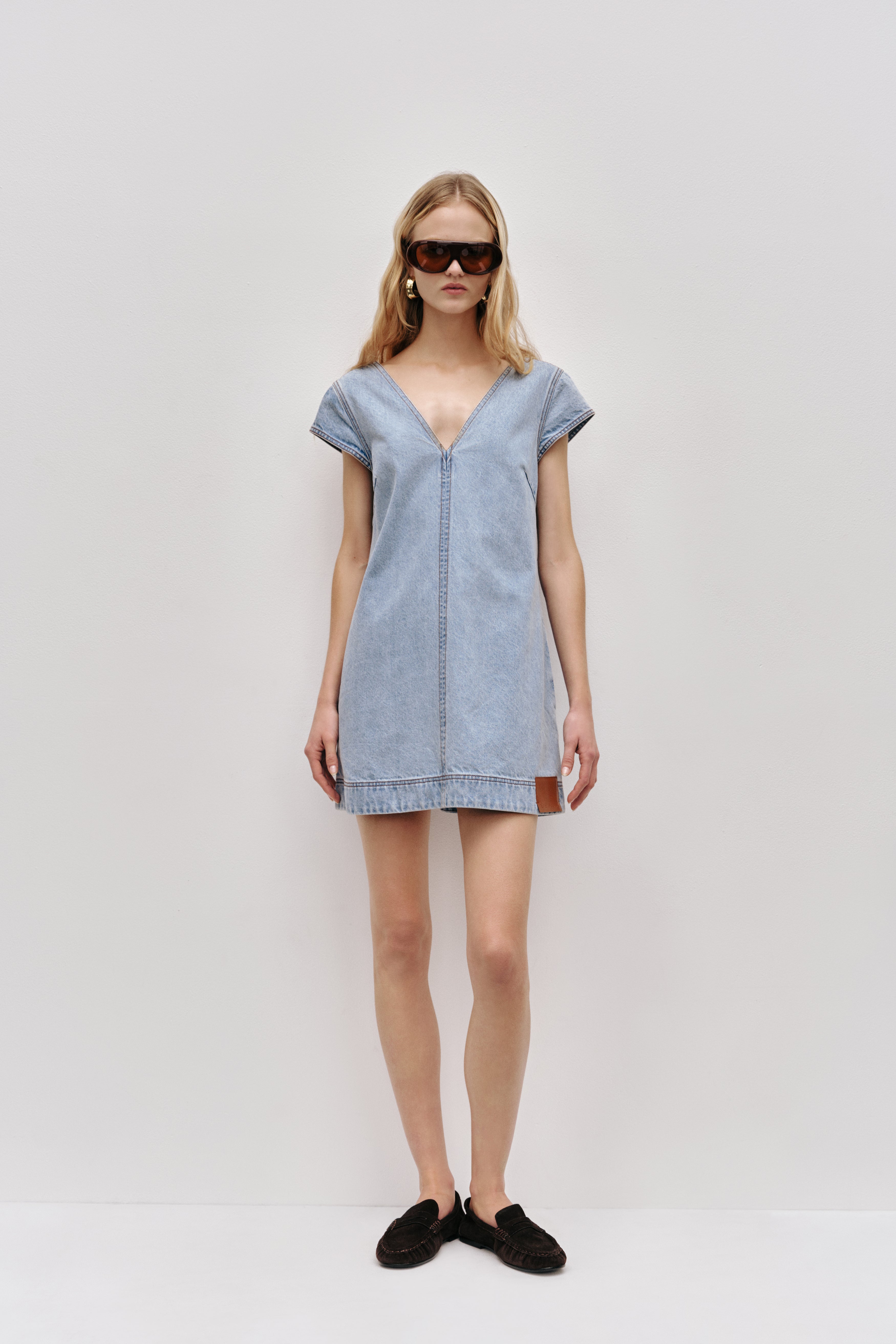 aje studio denim dress Blues Denim Mini Dress-90'S WASH / 4