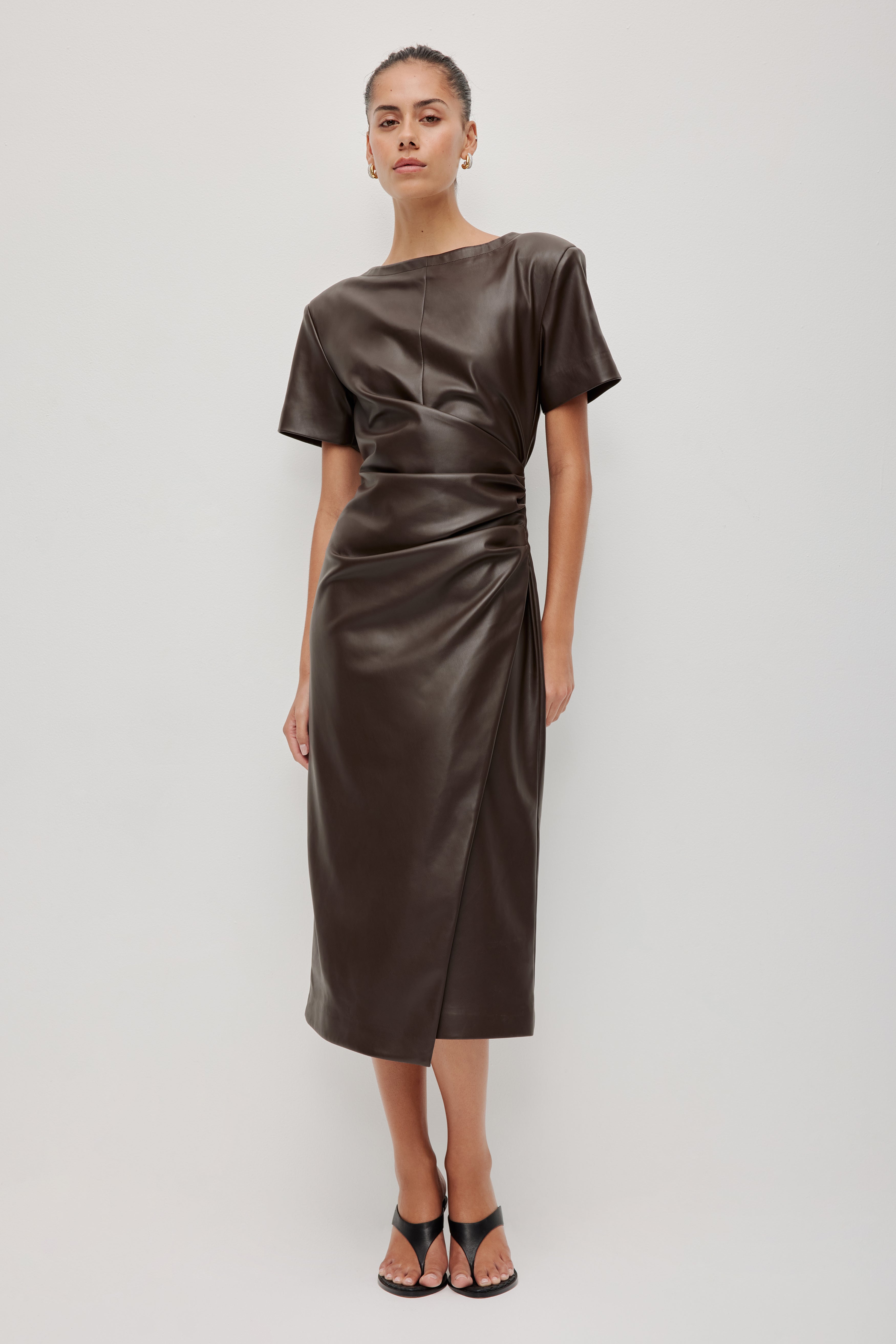 aje chocolate brown dress Star Midi Dress