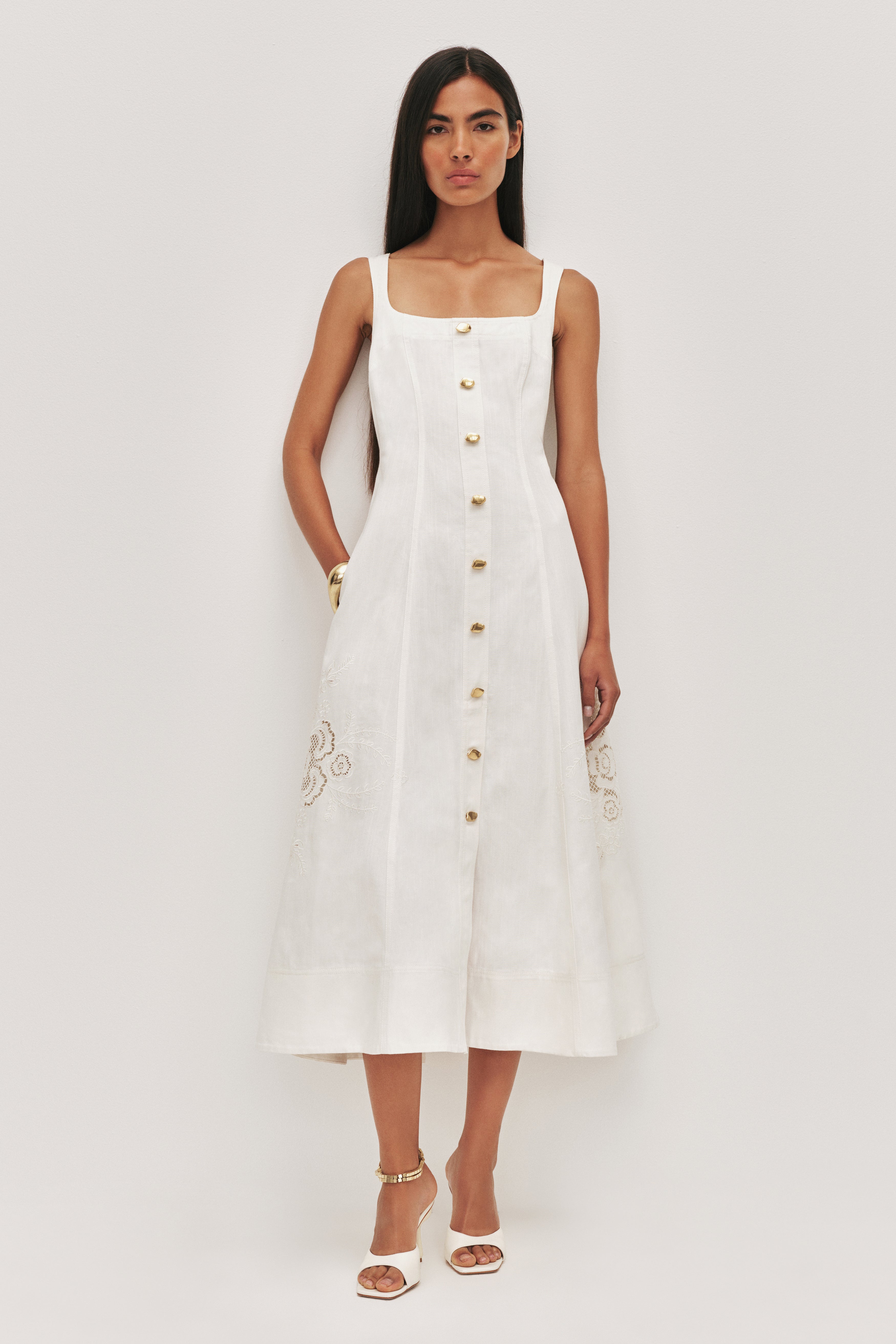 Halo Embroidered Midi Dress | Ivory | Aje Aje International Halo Embroidered Midi Dress | Ivory | Aje Aje International