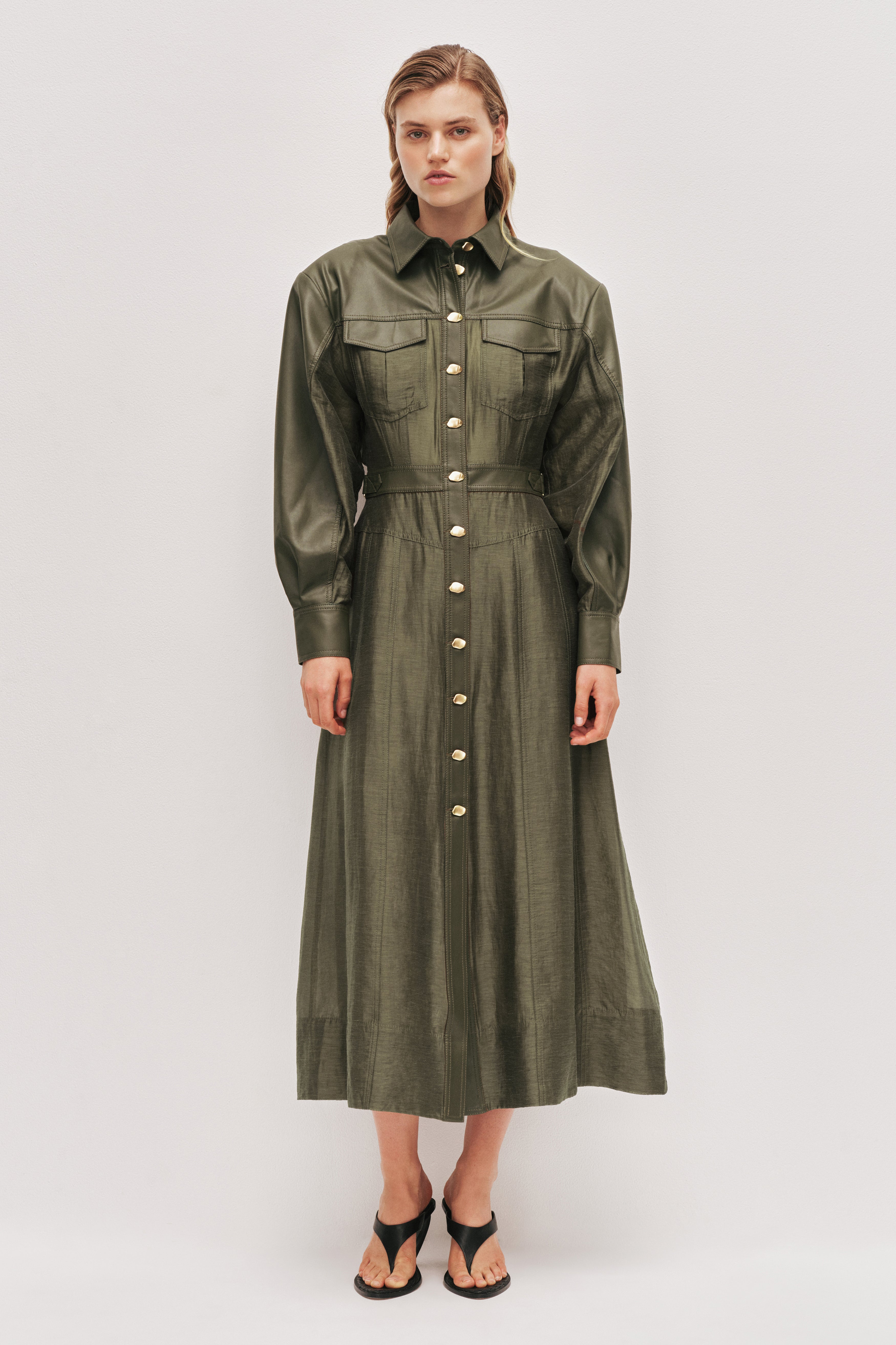 aje olive green dress The Edit