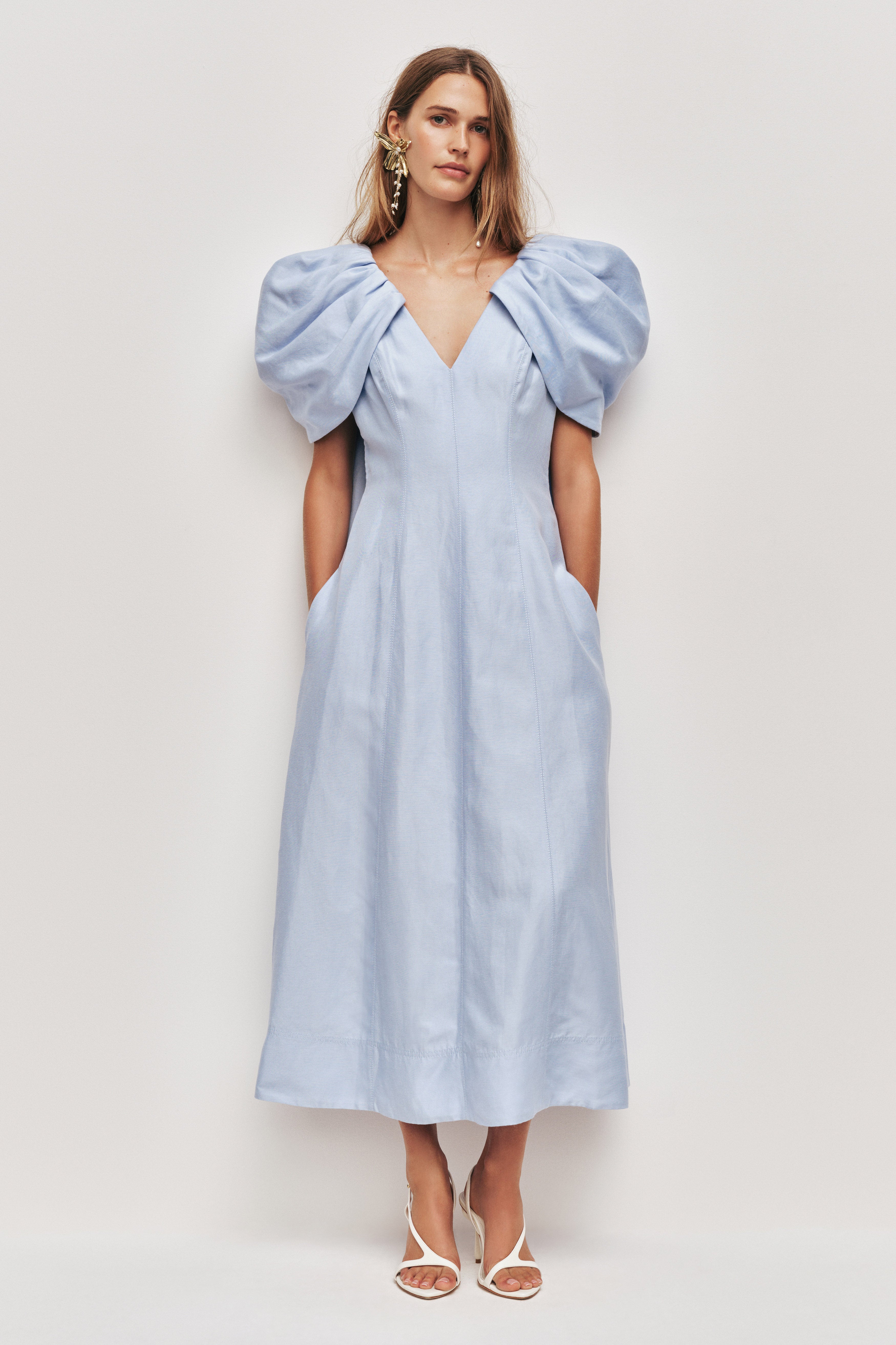 Bisou Midi Dress | Pale Blue | Aje Aje International Bisou Midi Dress | Pale Blue | Aje Aje International
