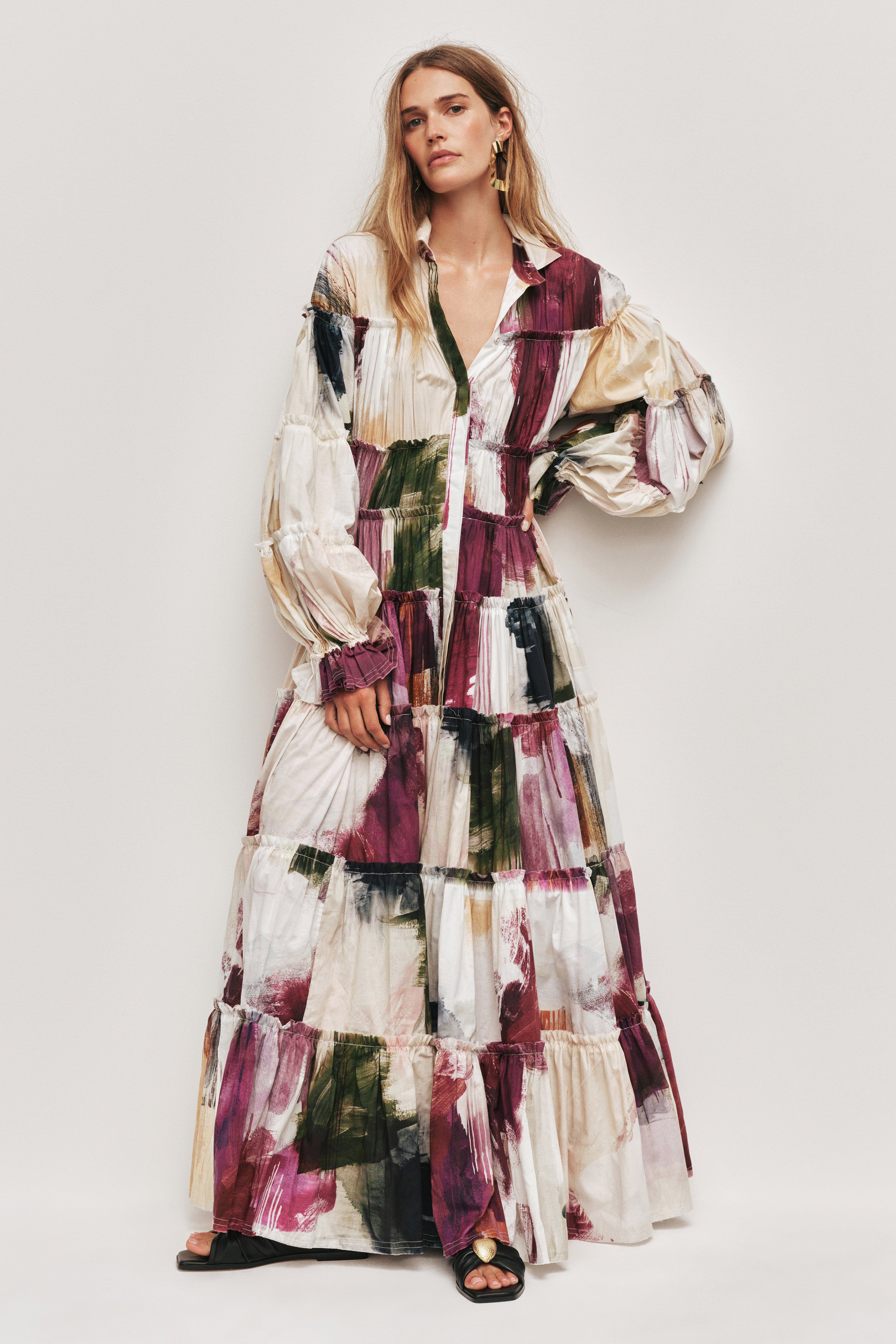 aje silk dress AJE Women's Elysium Blouson Midi Dress