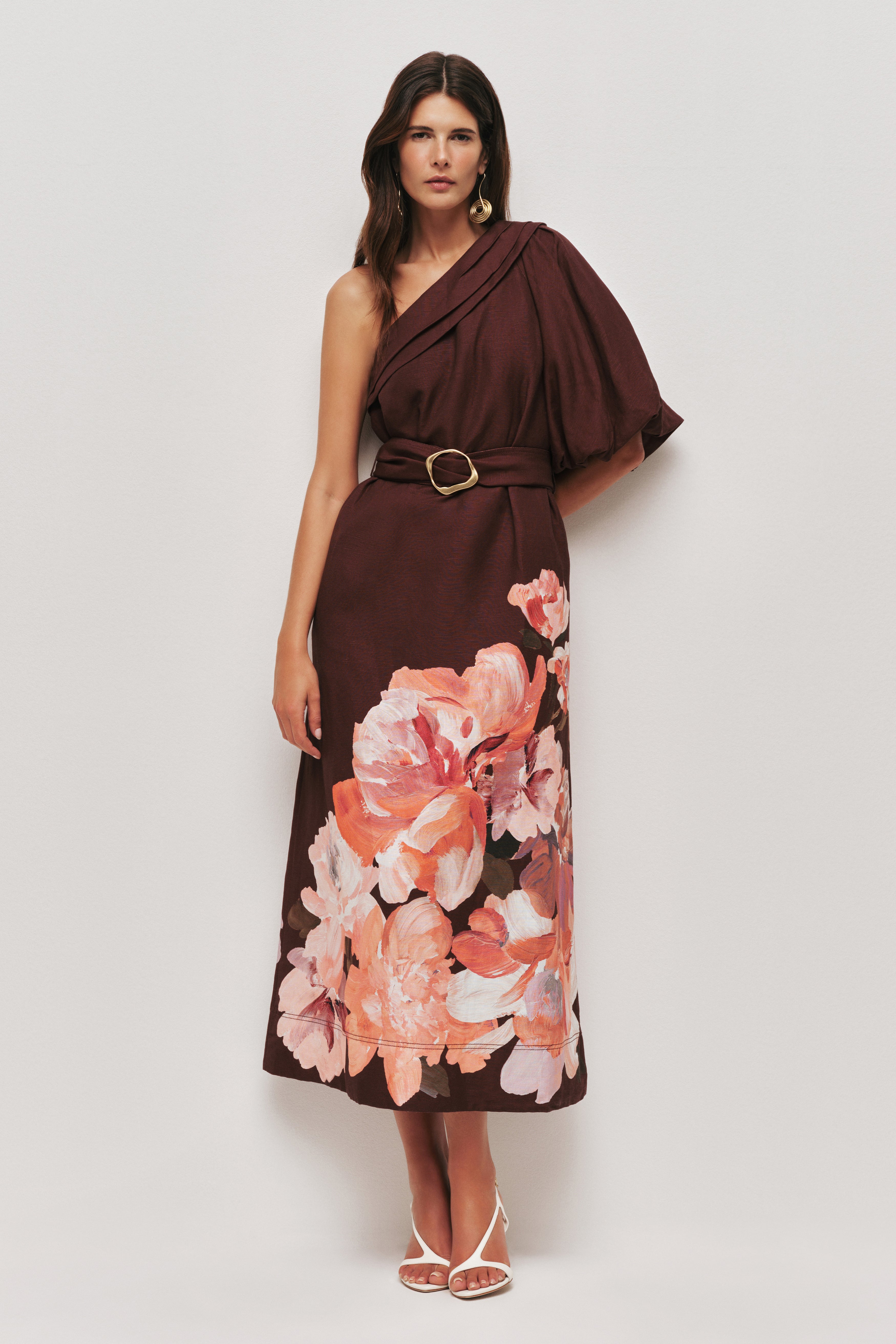 aje inflorescence midi dress Inflorescence Midi Dress | Bold Hibiscus