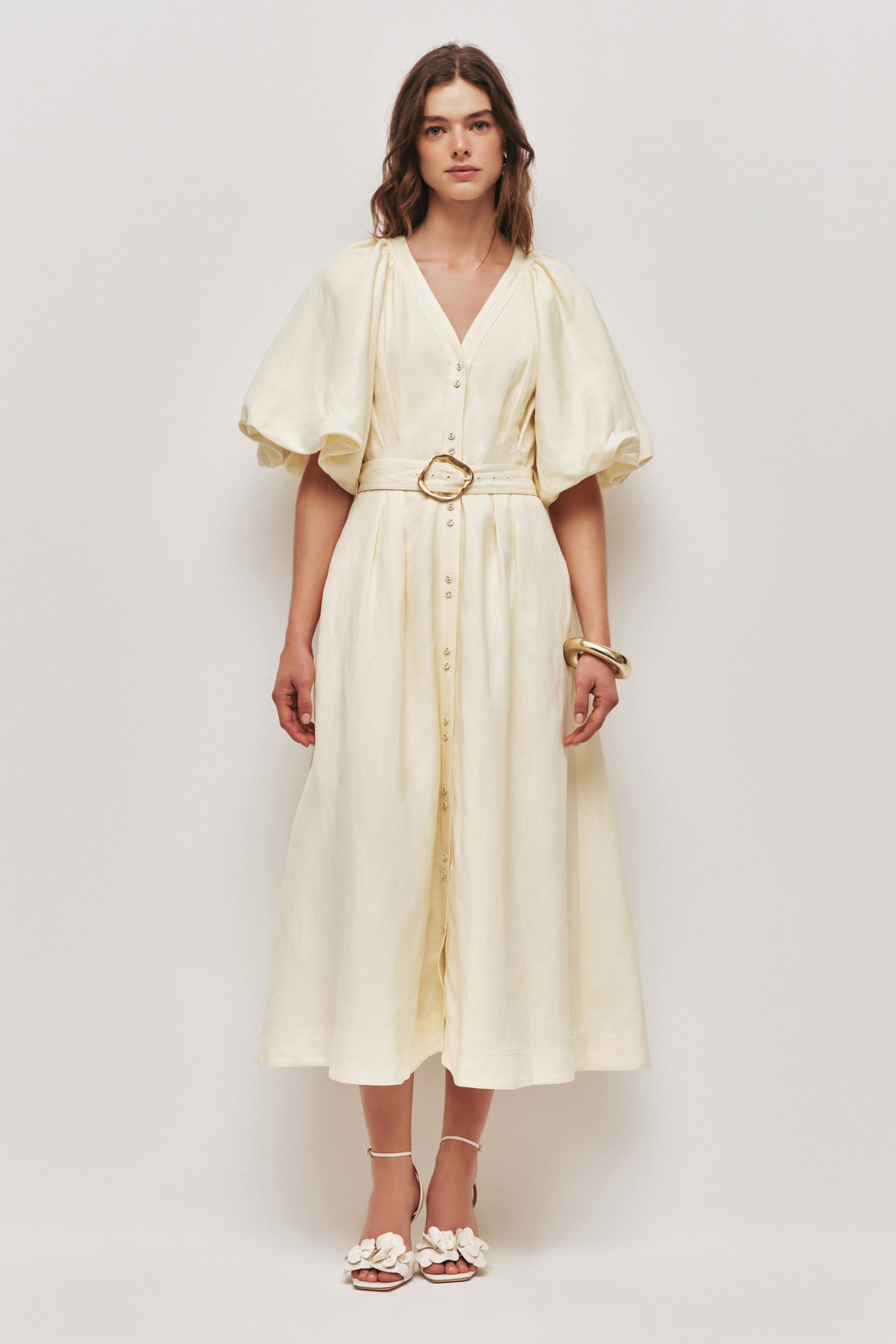 Portrait Midi Dress | Butter Yellow | Aje Aje International Portrait Midi Dress | Butter Yellow | Aje Aje International