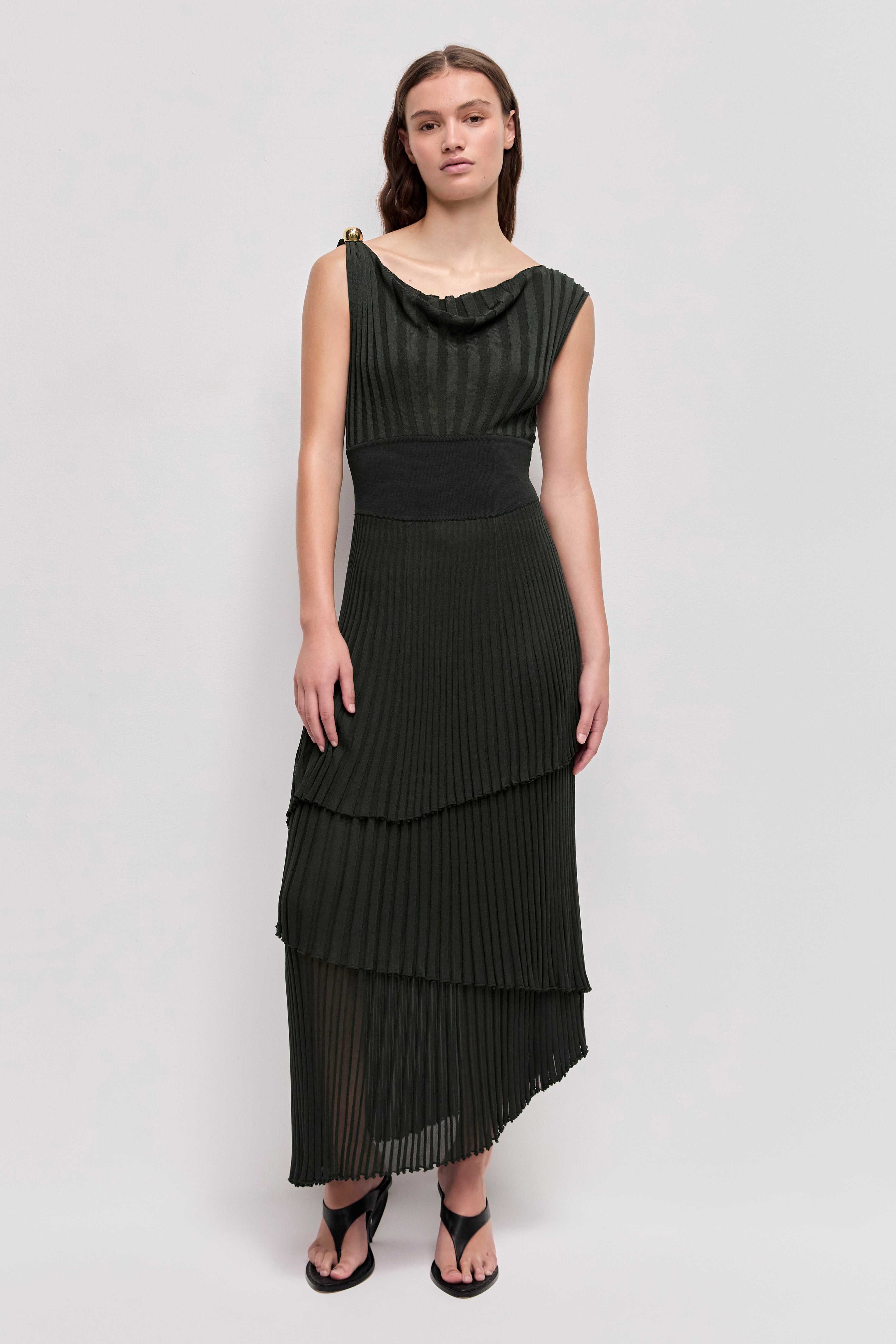 aje green midi dress Aquiline Gown-HUNTER GREEN / 4