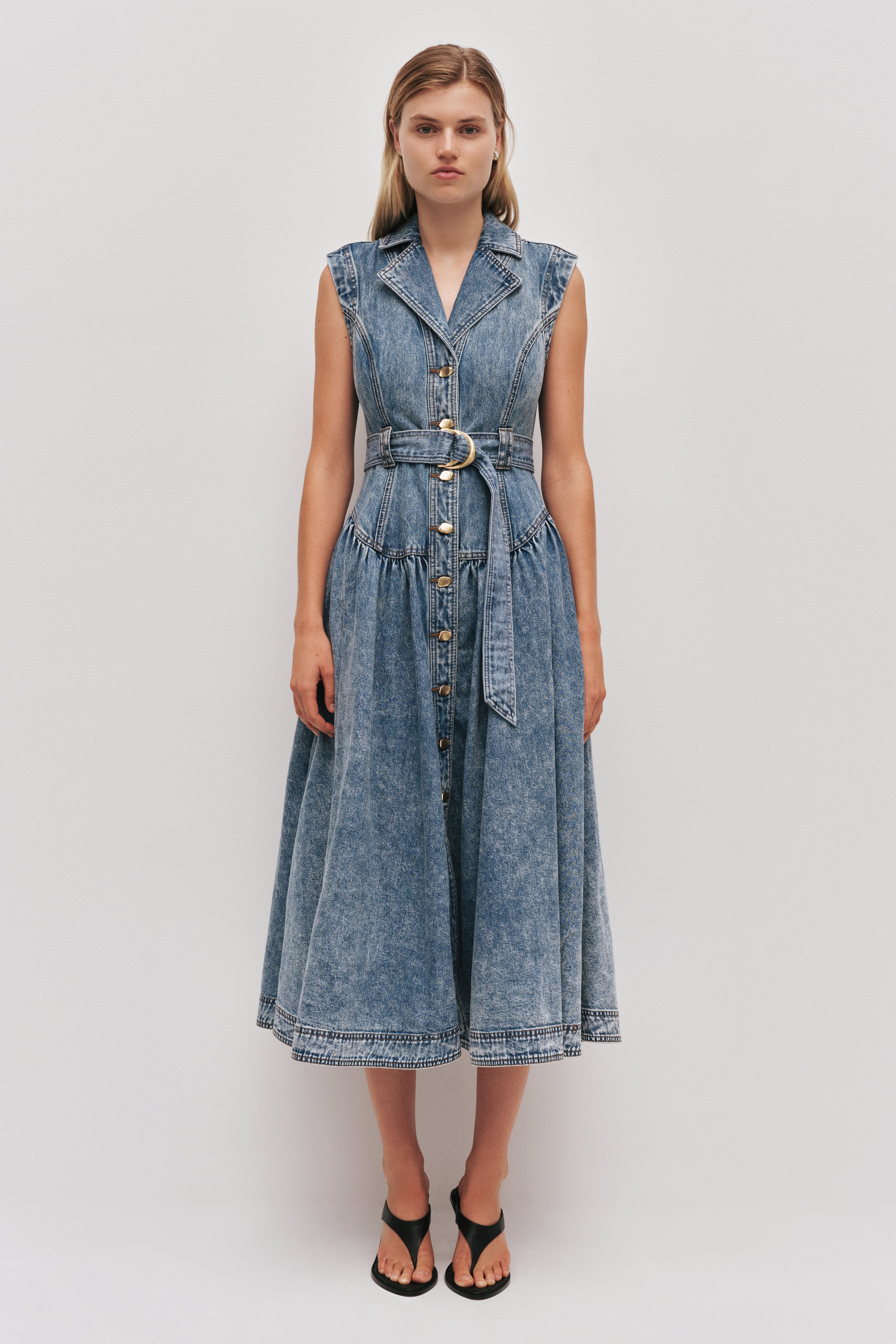 knee length dresses for ladies Angelina Belted Midi Dress