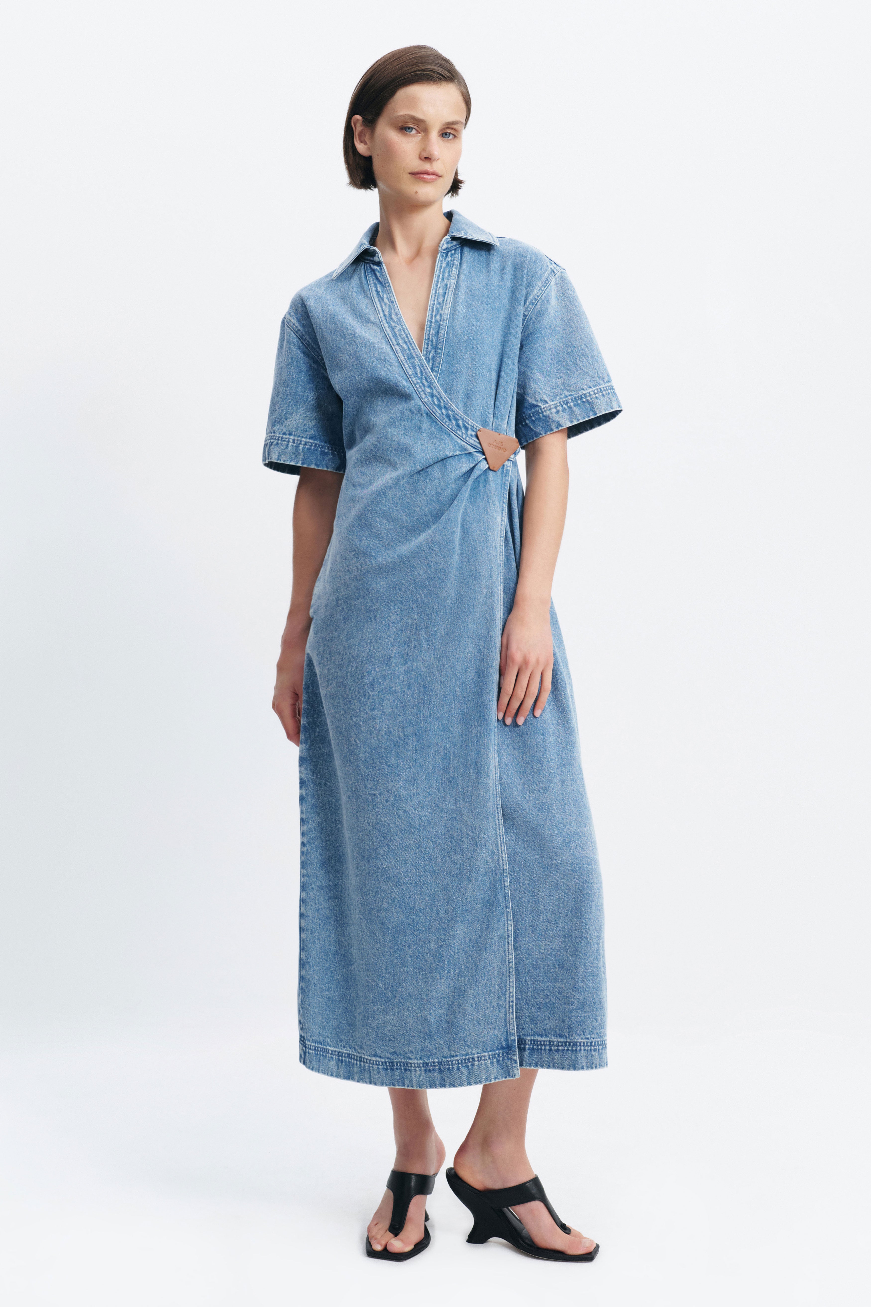 Kendall Denim Wrap Midi Dress