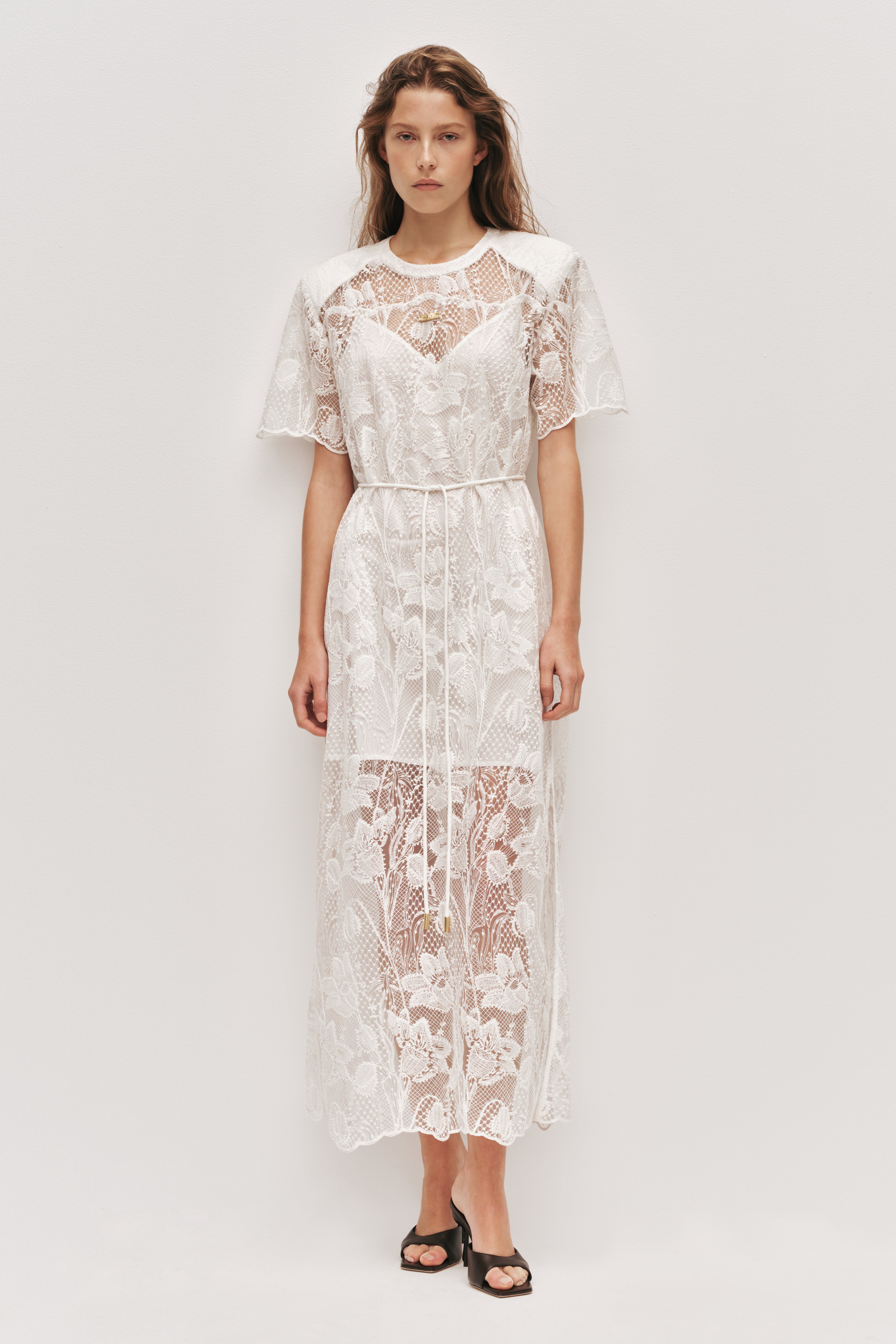 aje white lace dress Primrose Maxi Dress-IVORY / 8