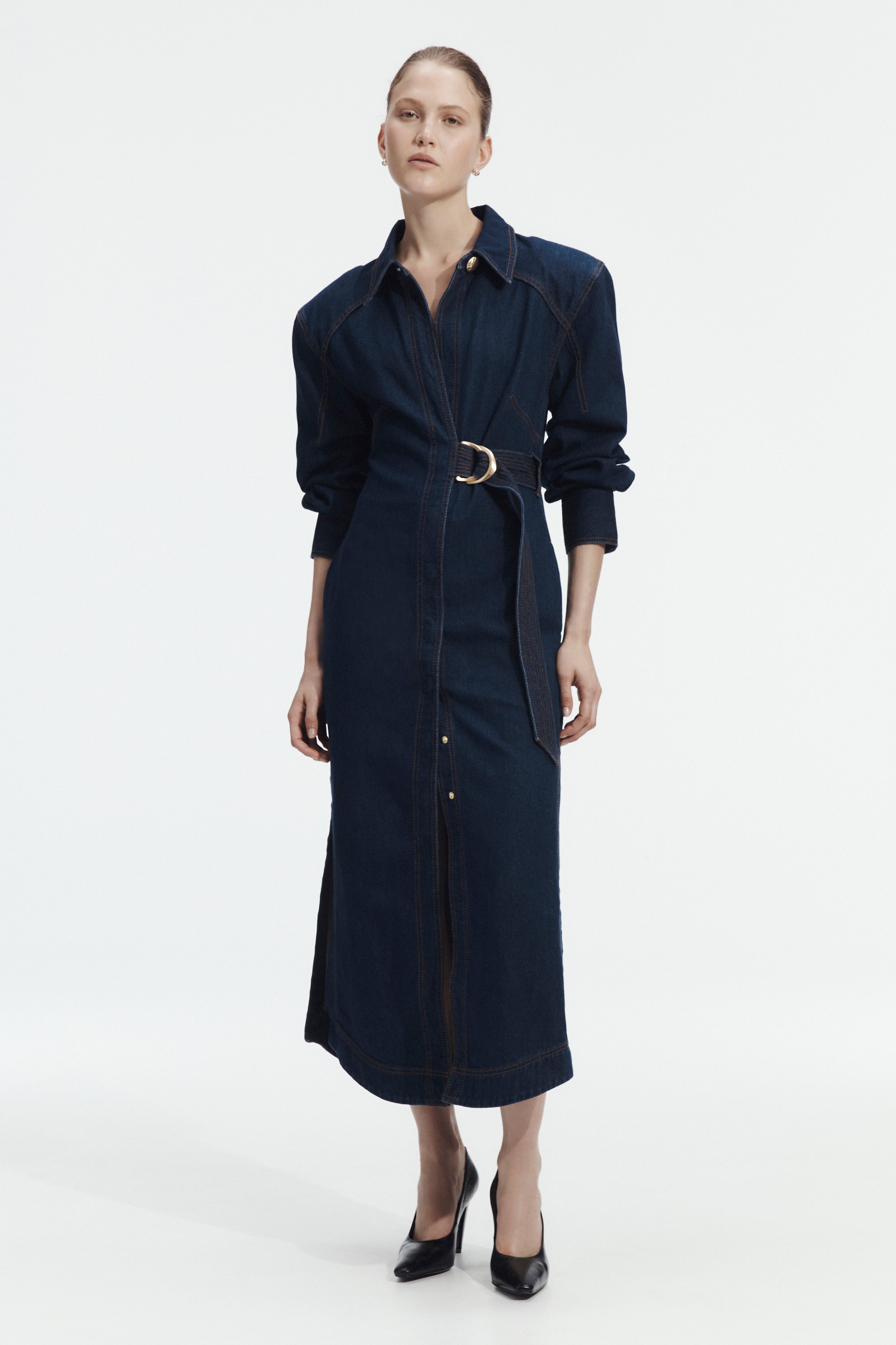 aje denim midi dress Harper Denim Midi Dress | Classic Wash