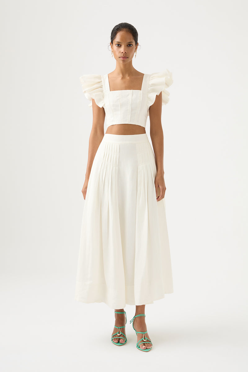 Chloe Tuck Detail Midi Skirt