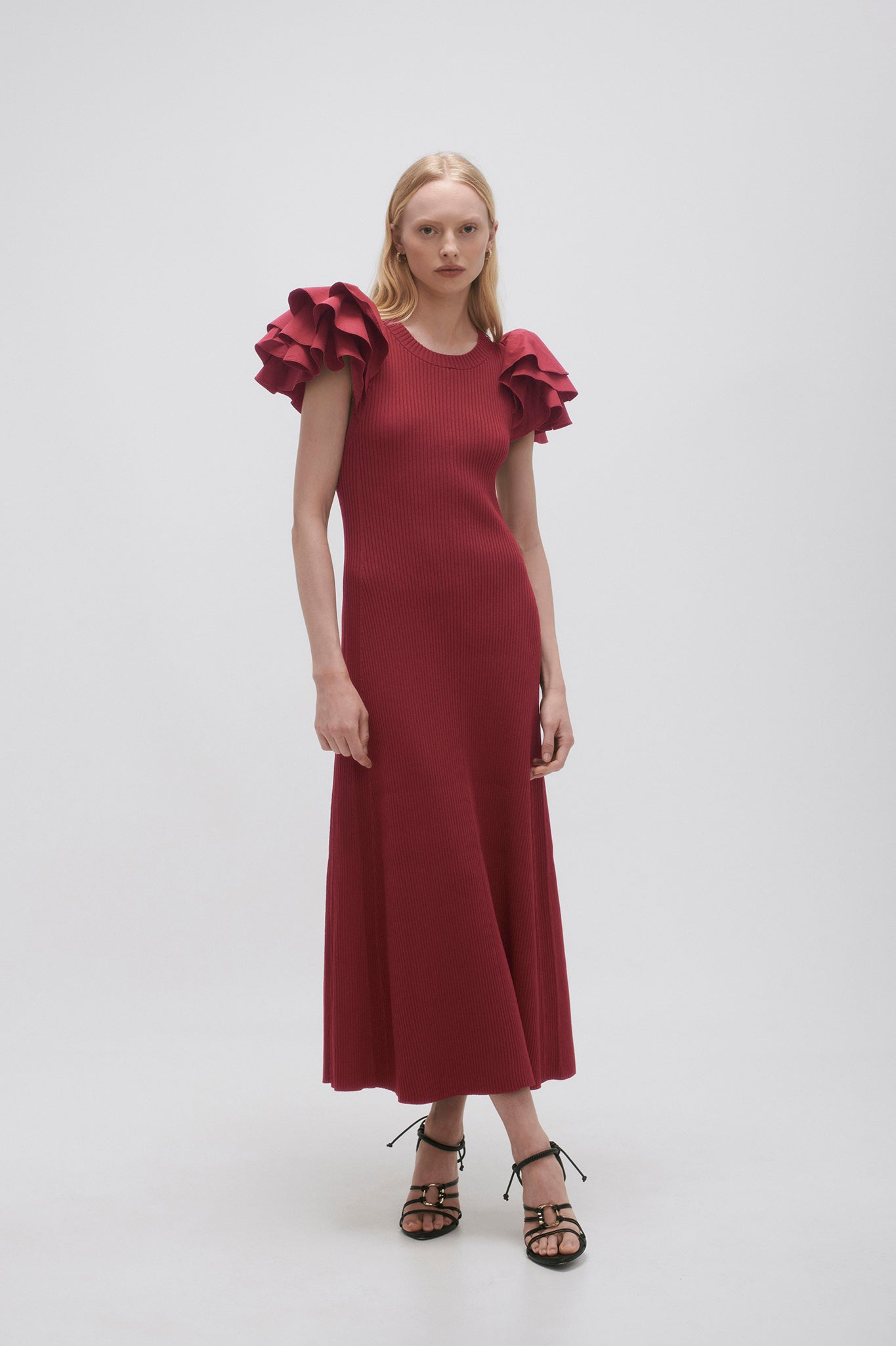 aje questa puff midi dress Questa Puff Midi Dress | Black