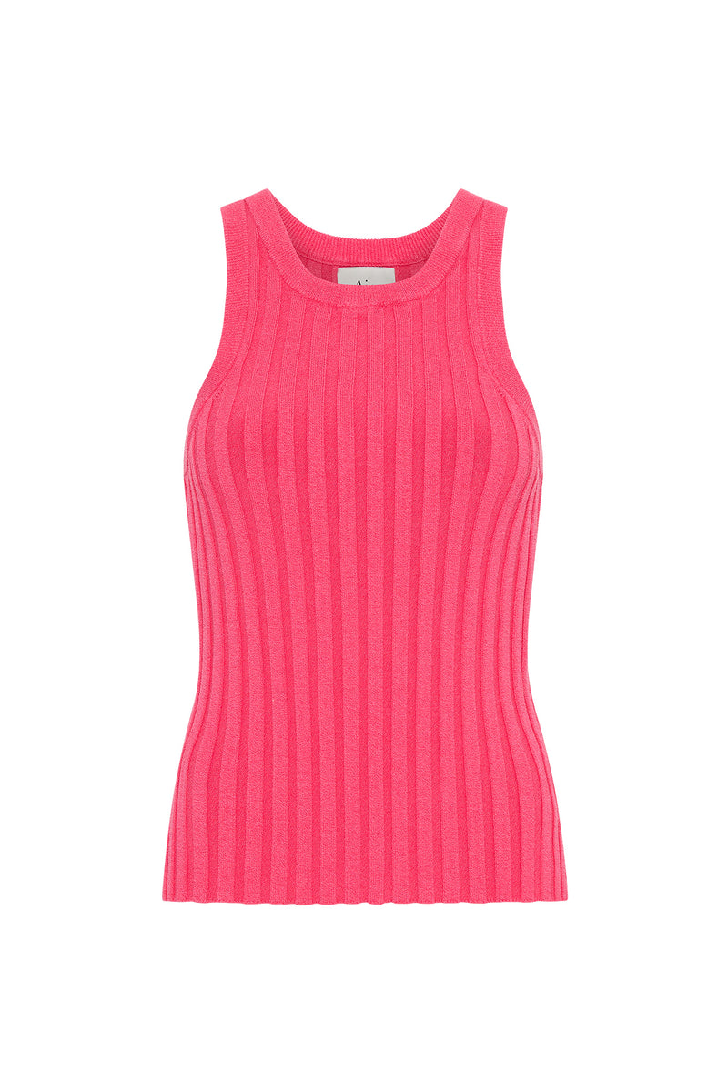 AJE Hydra Racer Knit Ribbed Top Bon Bon Pink BNWT - Depop