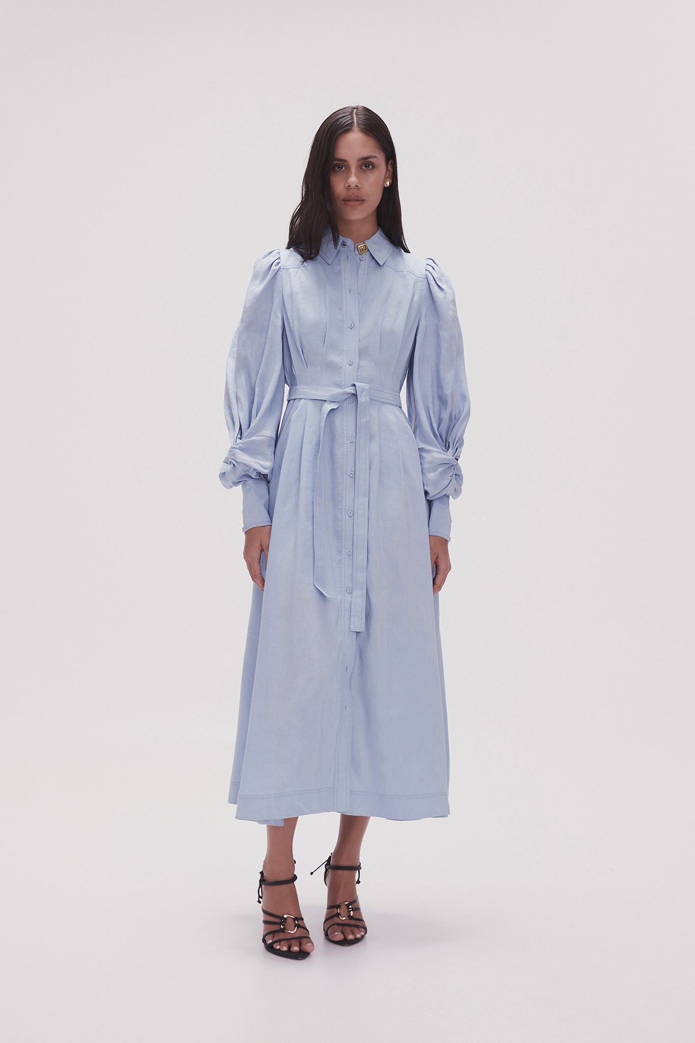 Bonnie Knot Sleeve Midi Dress | Light Sky Blue | Aje Aje International Bonnie Knot Sleeve Midi Dress | Light Sky Blue | Aje Aje International