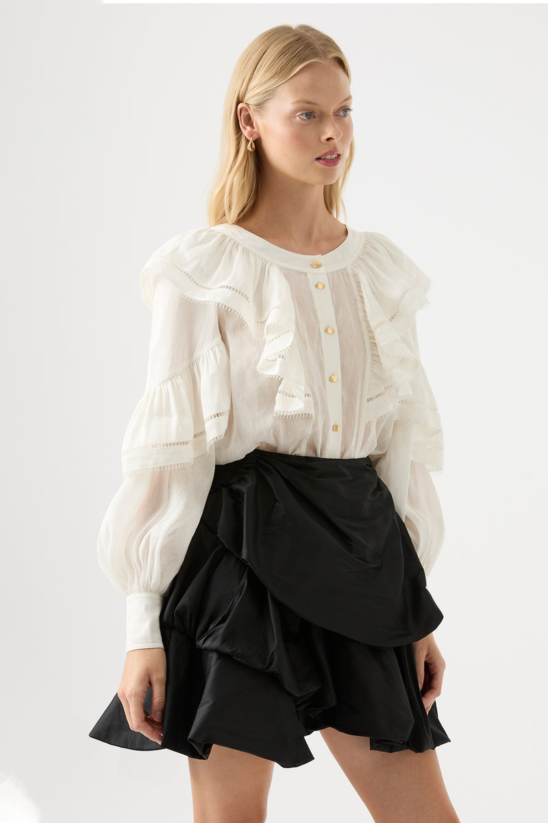 Zoe Ruffle Blouse, Ivory