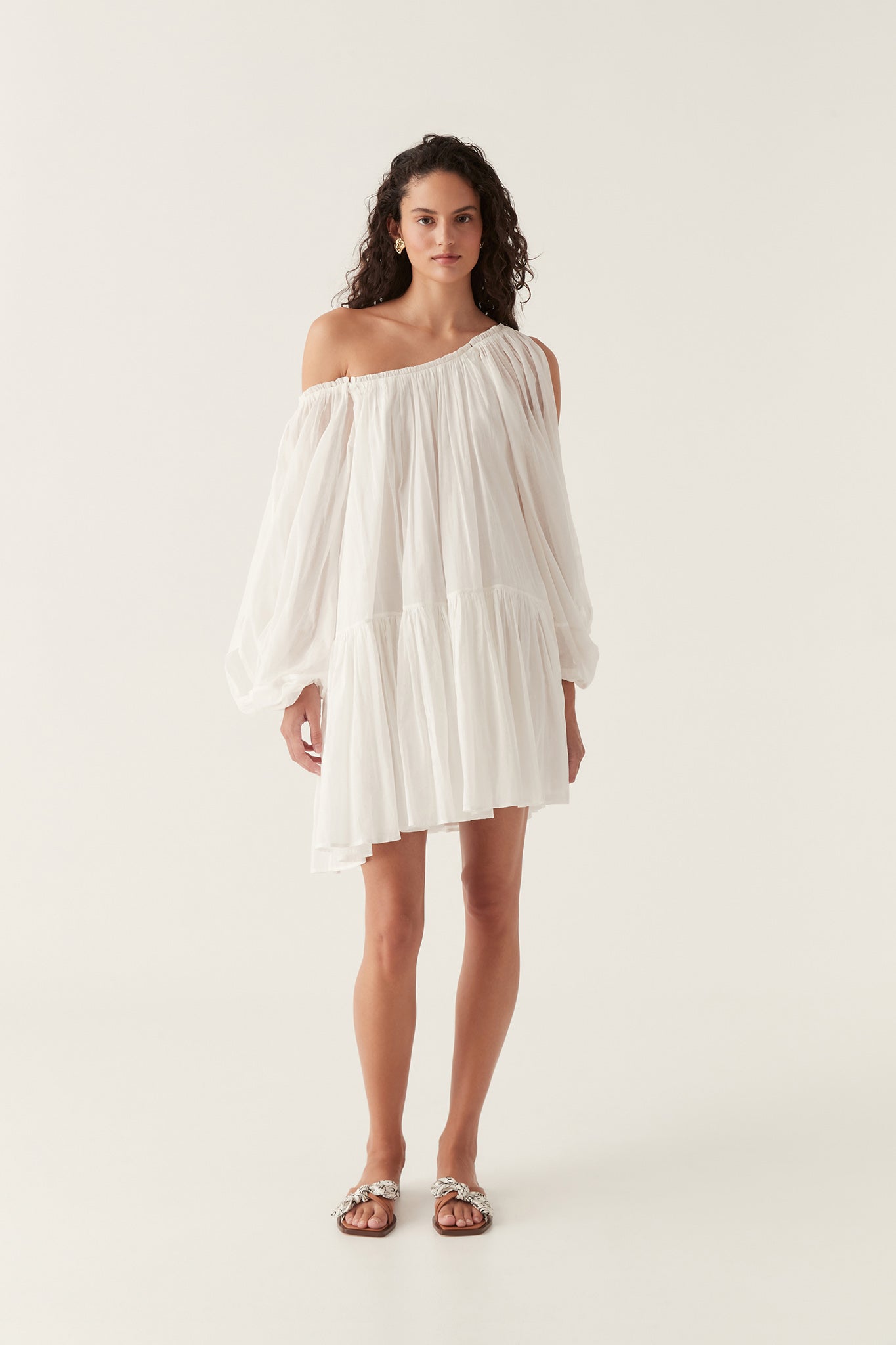 aje womens francis zip smock mini dress ivory Florence Mini Dress-IVORY / 4