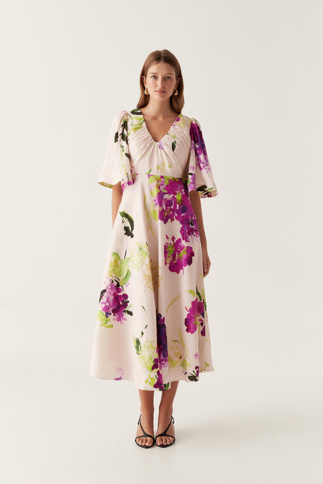 Gilda Bell Sleeve Midi Dress-WILD HYDRANGEA / 4 Gilda Bell Sleeve Midi Dress-WILD HYDRANGEA / 4