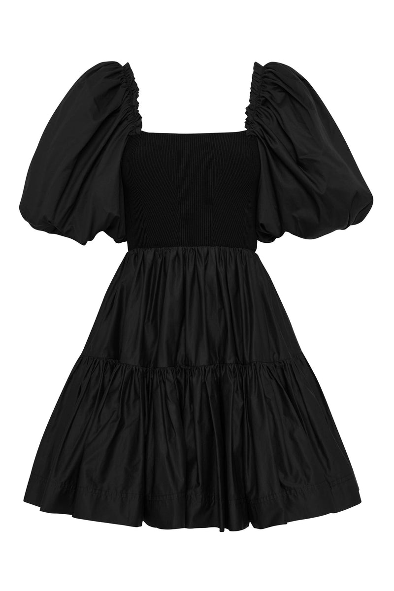 Aje. Corset Seamed Puff Sleeves Cropped in Black