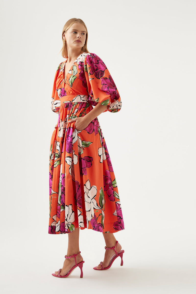 Marlene Floral Midi Dress | Vivid Camellia | Aje – Aje ROW