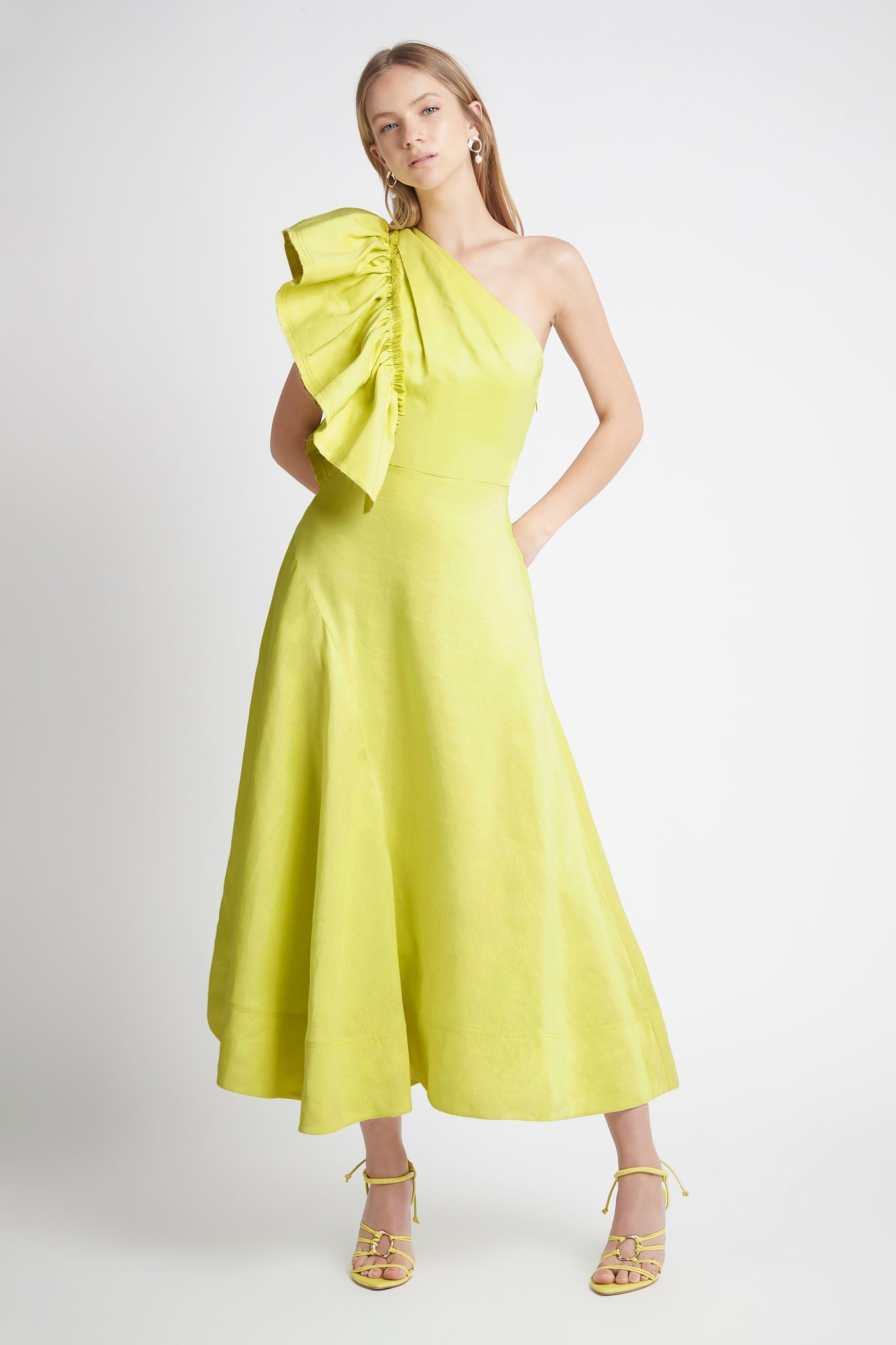 aje lime green dress Quintette Textured Mini Dress-LIGHT LIME GREEN / 4