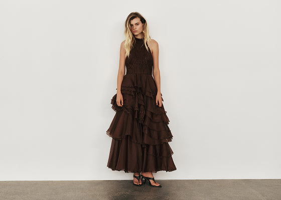 Zara Gathered Maxi Dress | Sunset Sky