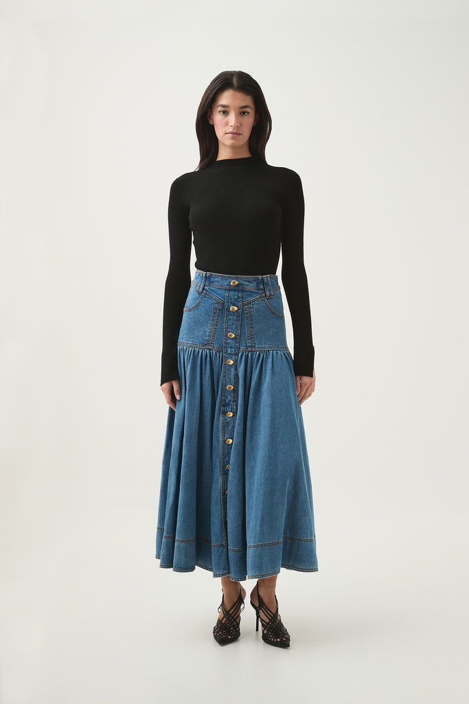 Belmond Denim Midi Skirt | 90's Wash | Aje – Aje ROW