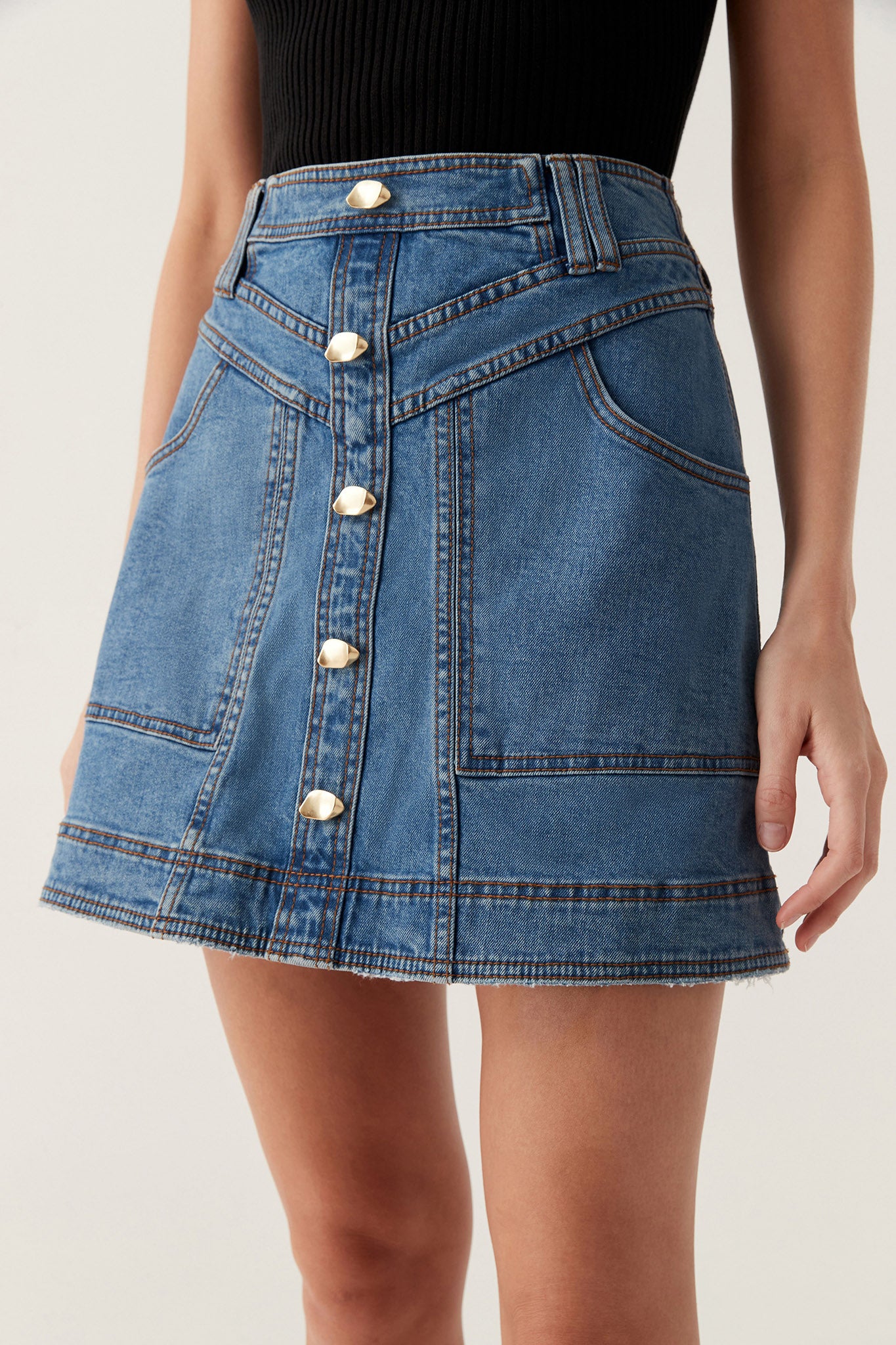Belmond Denim Mini Skirt-90'S WASH / 4