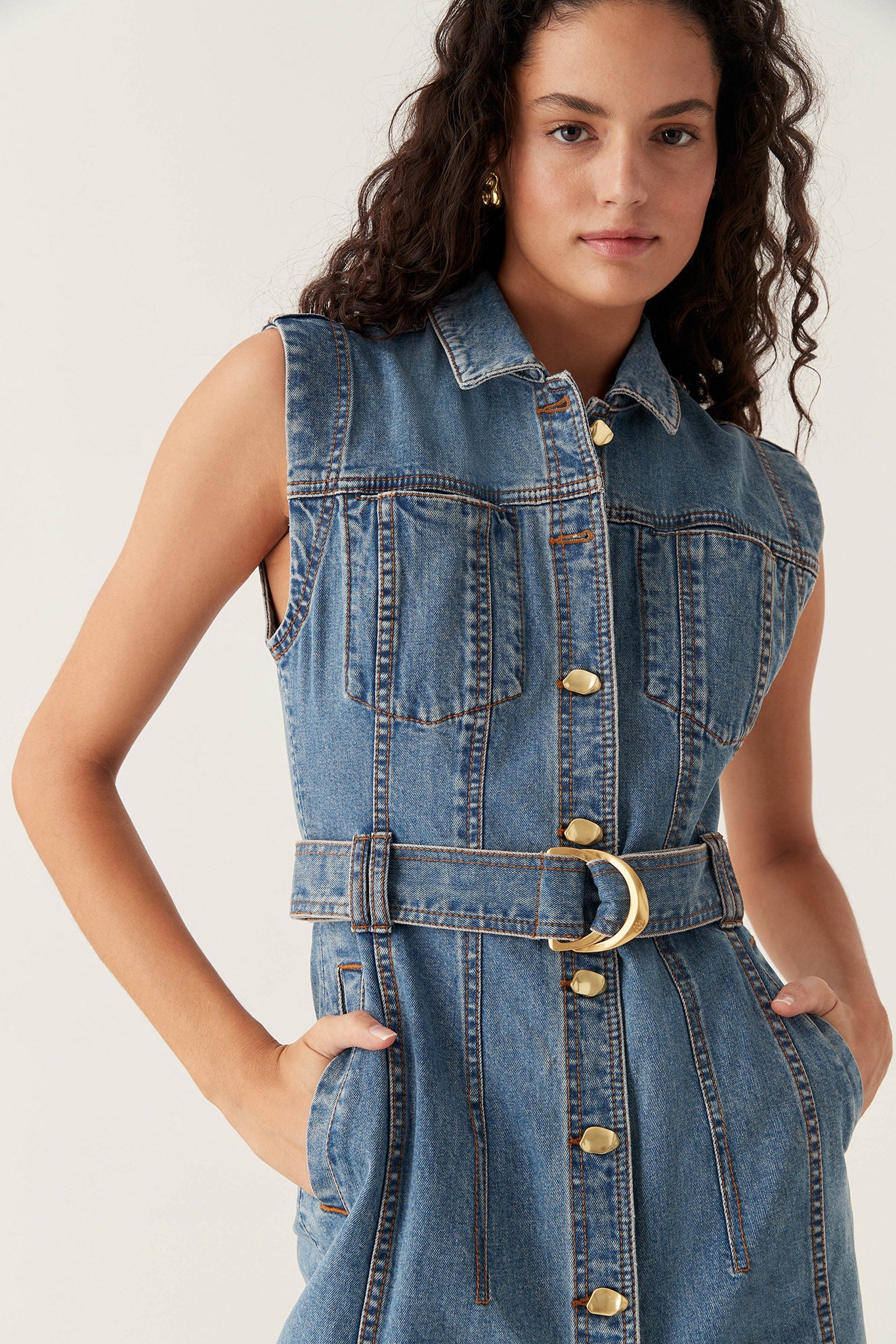 aje denim dress Darcie Denim Midi Dress | 90's Wash