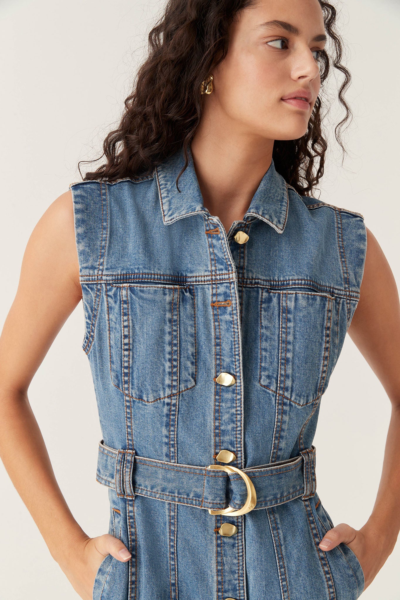 aje may denim midi dress May Denim Midi Dress-DARK INDIGO / 4