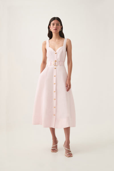 Clay Belted Midi Dress-PASTEL PINK / 4