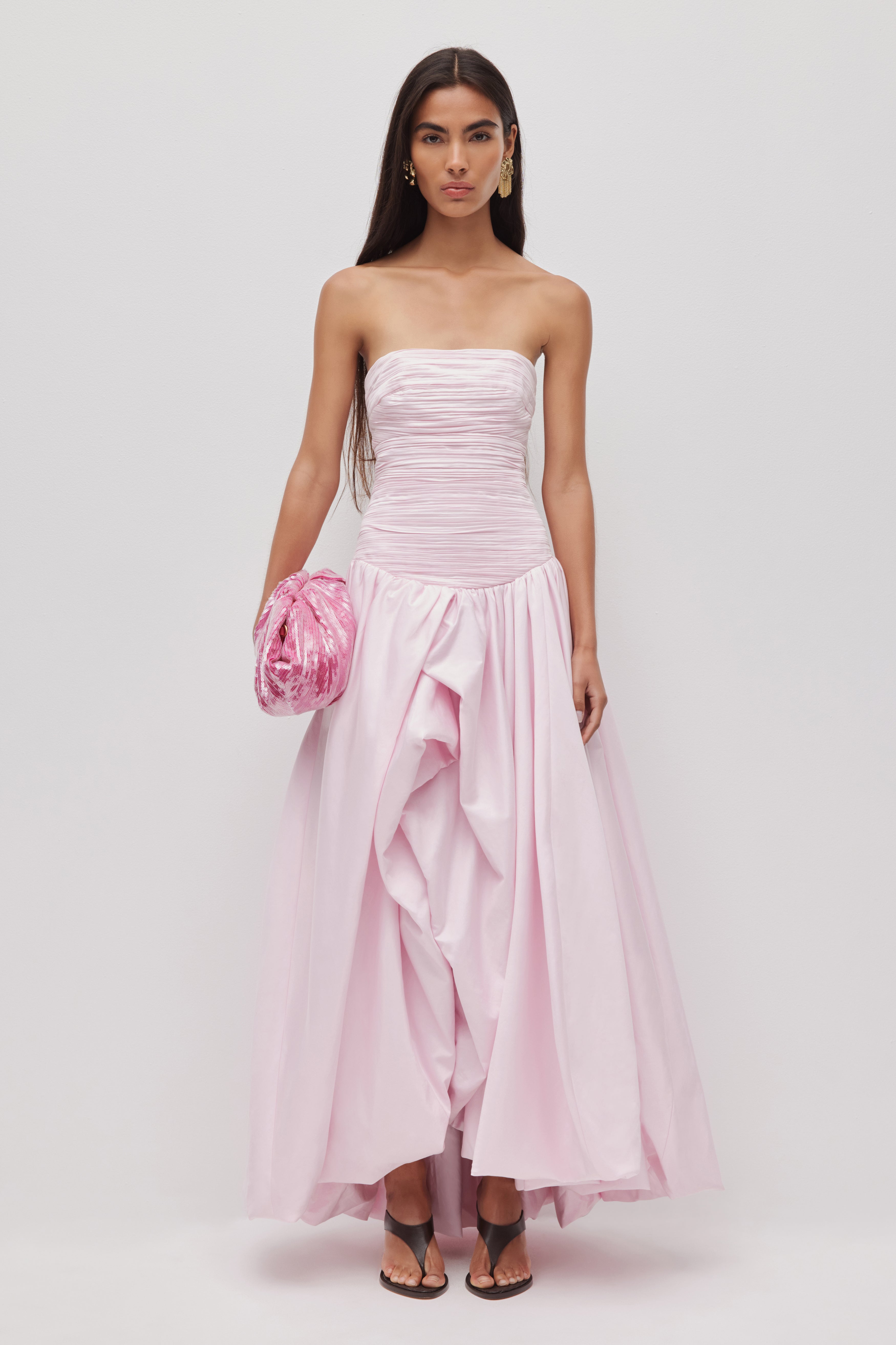 Violette Bubble Hem Maxi Dress | Pastel Pink