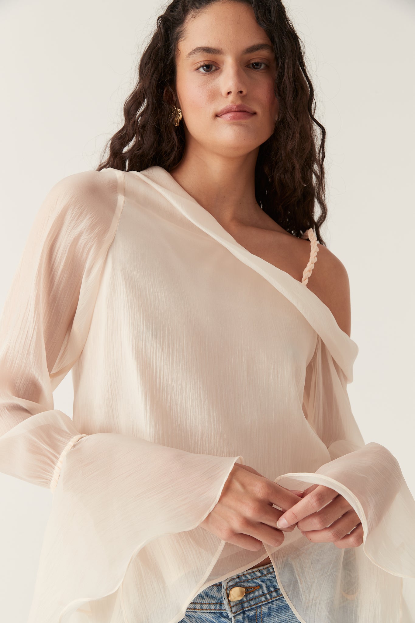 Edith Draped Top, Champagne Cream