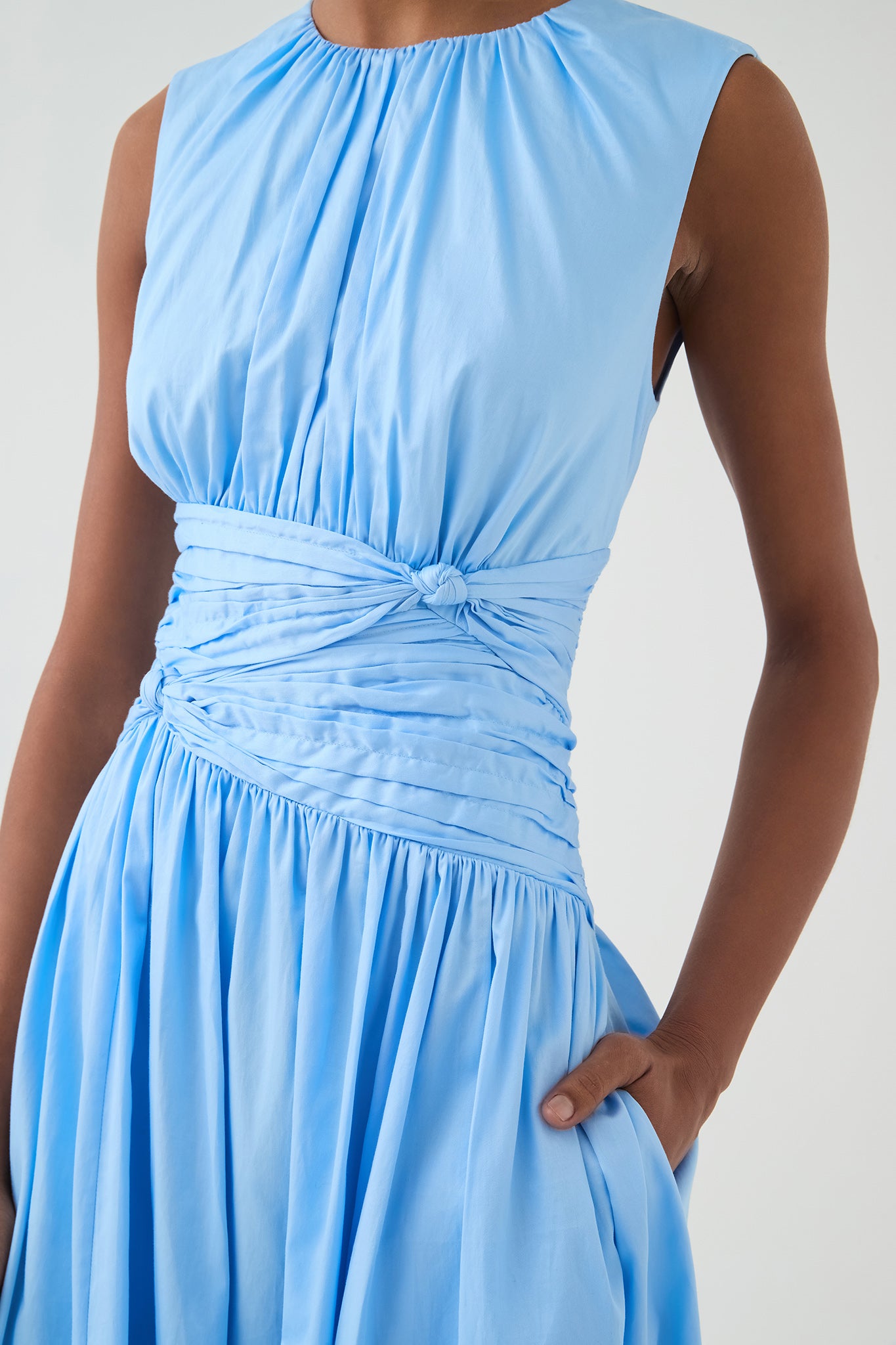 Agatha Knot Waist Midi Dress | Powder Blue | Aje Aje International Agatha Knot Waist Midi Dress | Powder Blue | Aje Aje International