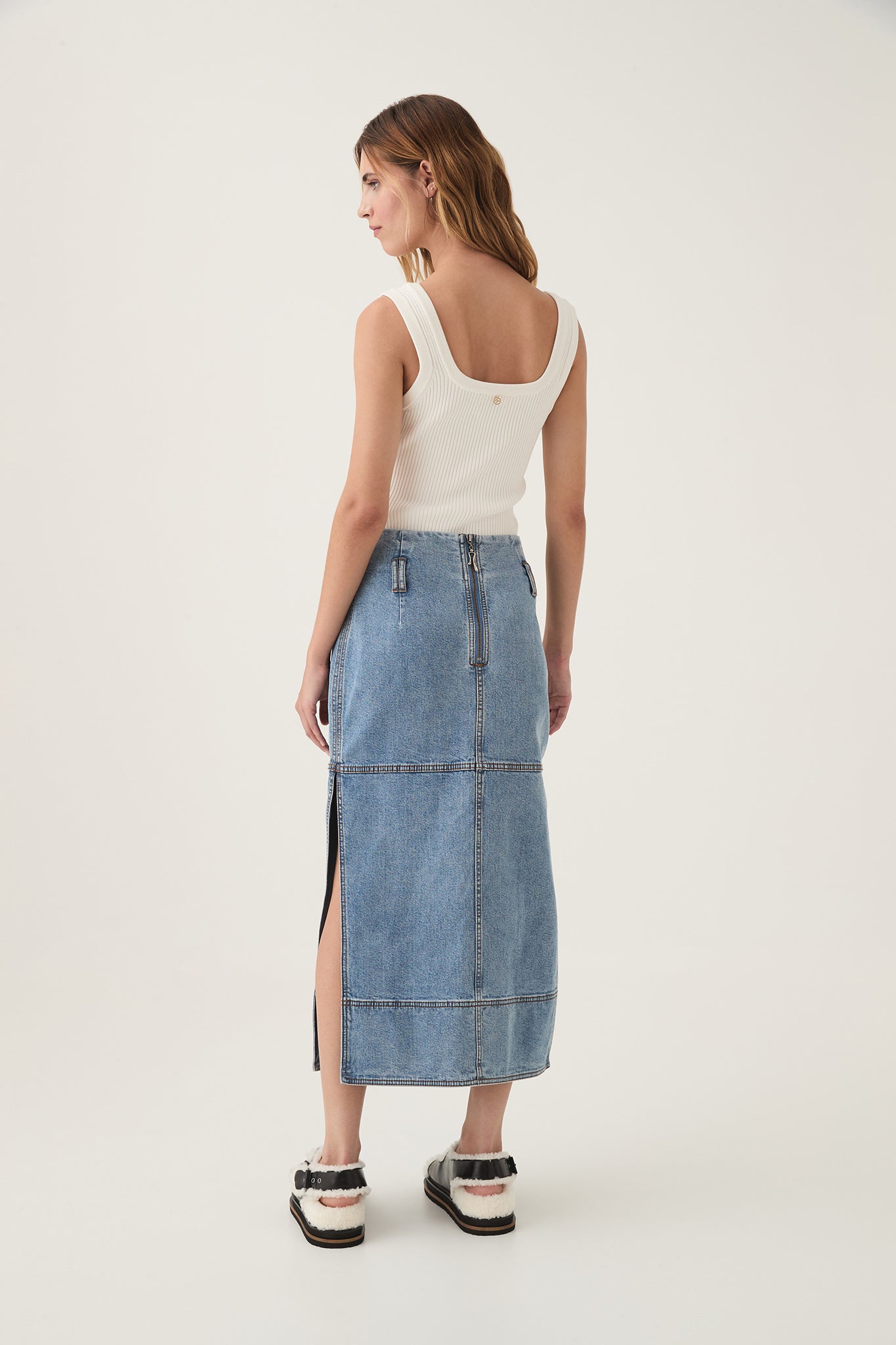 Outline Denim Midi Skirt | Coastal Blue | Aje – Aje ROW