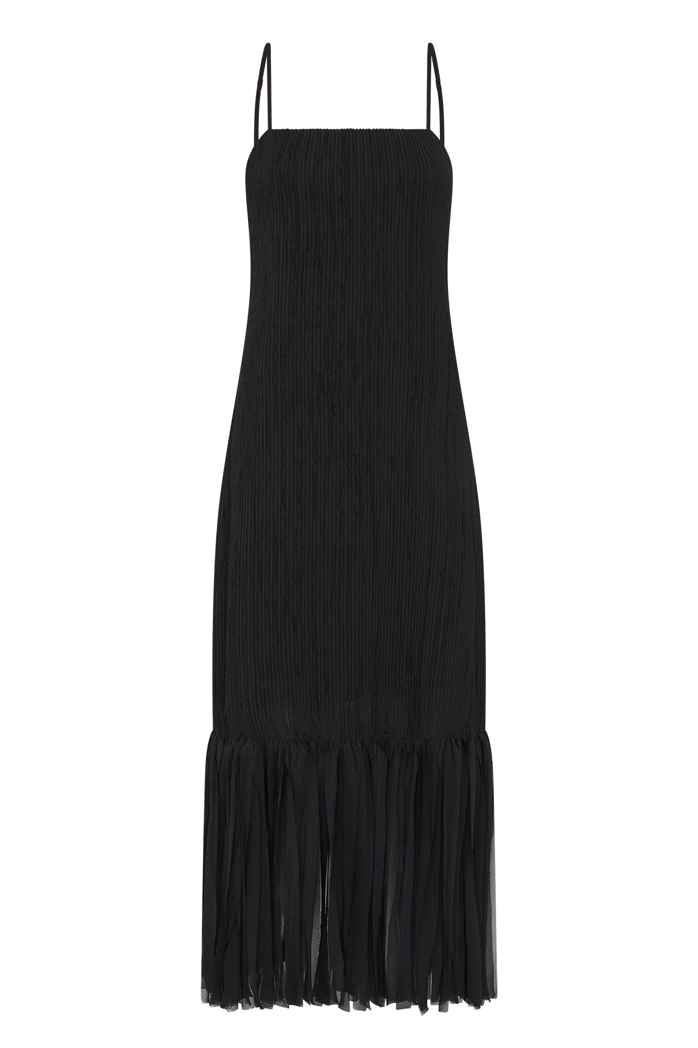 aje black dress Arris Fringed Maxi Dress | Black